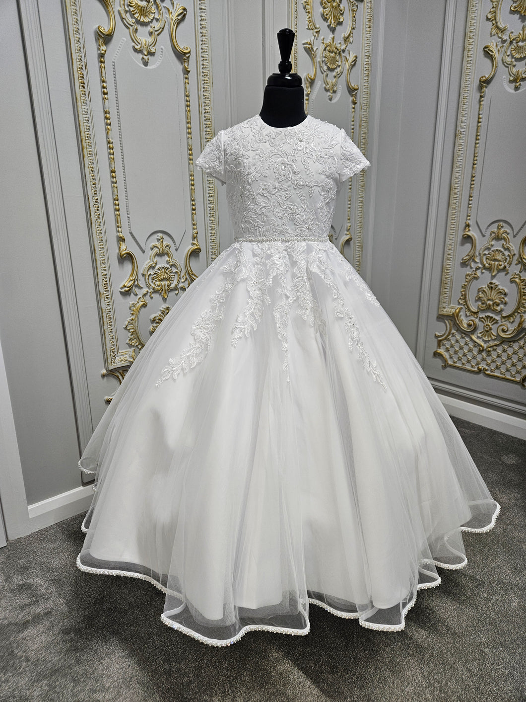 SALE Little People Girls White Communion Dress:- Xia 80680