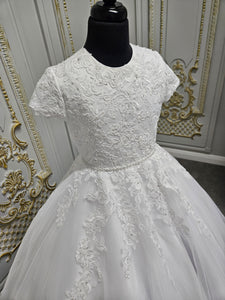 SALE Little People Girls White Communion Dress:- Xia 80680