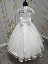 Load image into Gallery viewer, SALE Little People Girls White Communion Dress:- Mindy Illusion Neckline 80147
