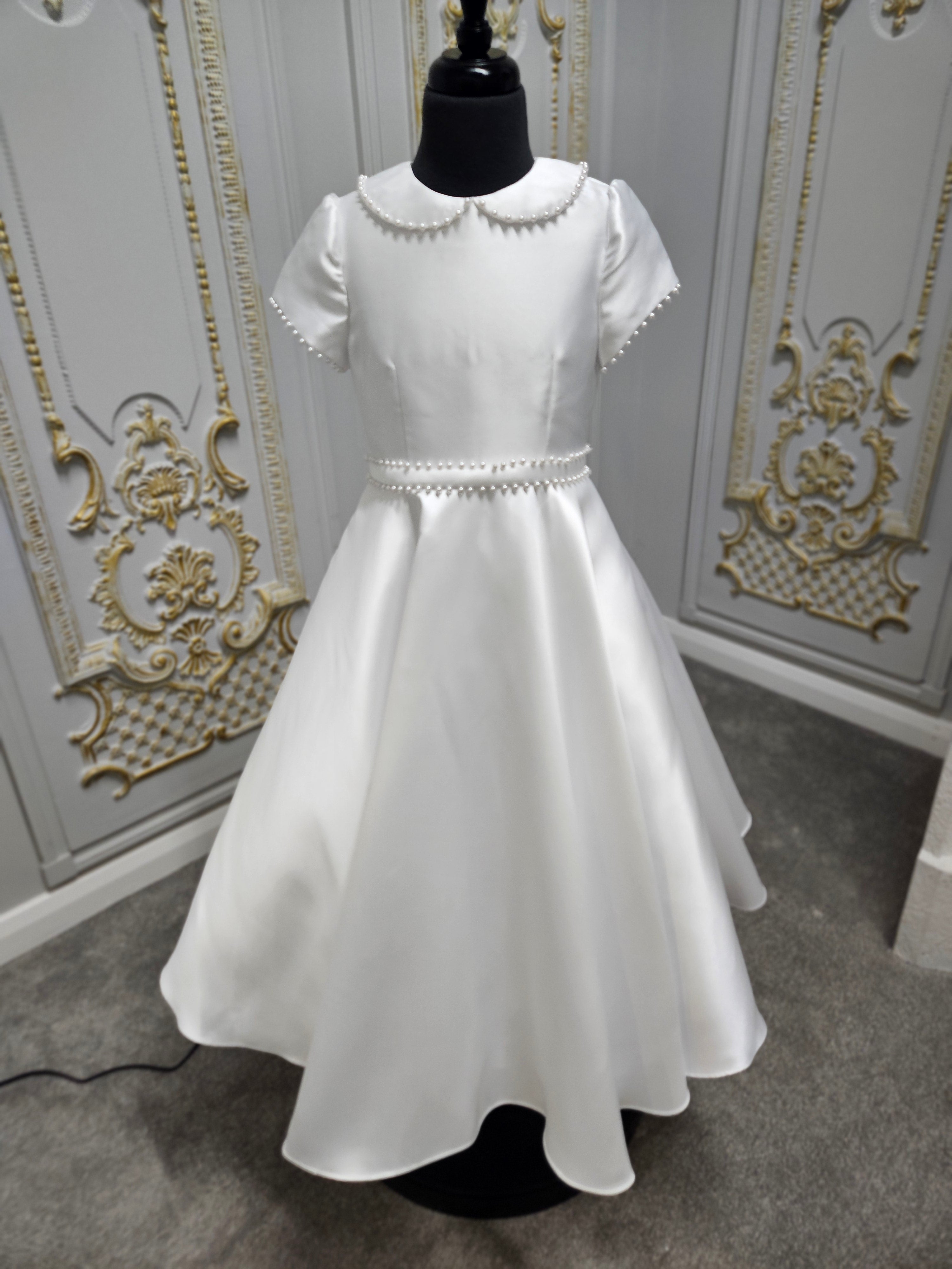 SALE COMMUNION DRESS Isabella Girls White Communion Dress:- IS25358 Age 6