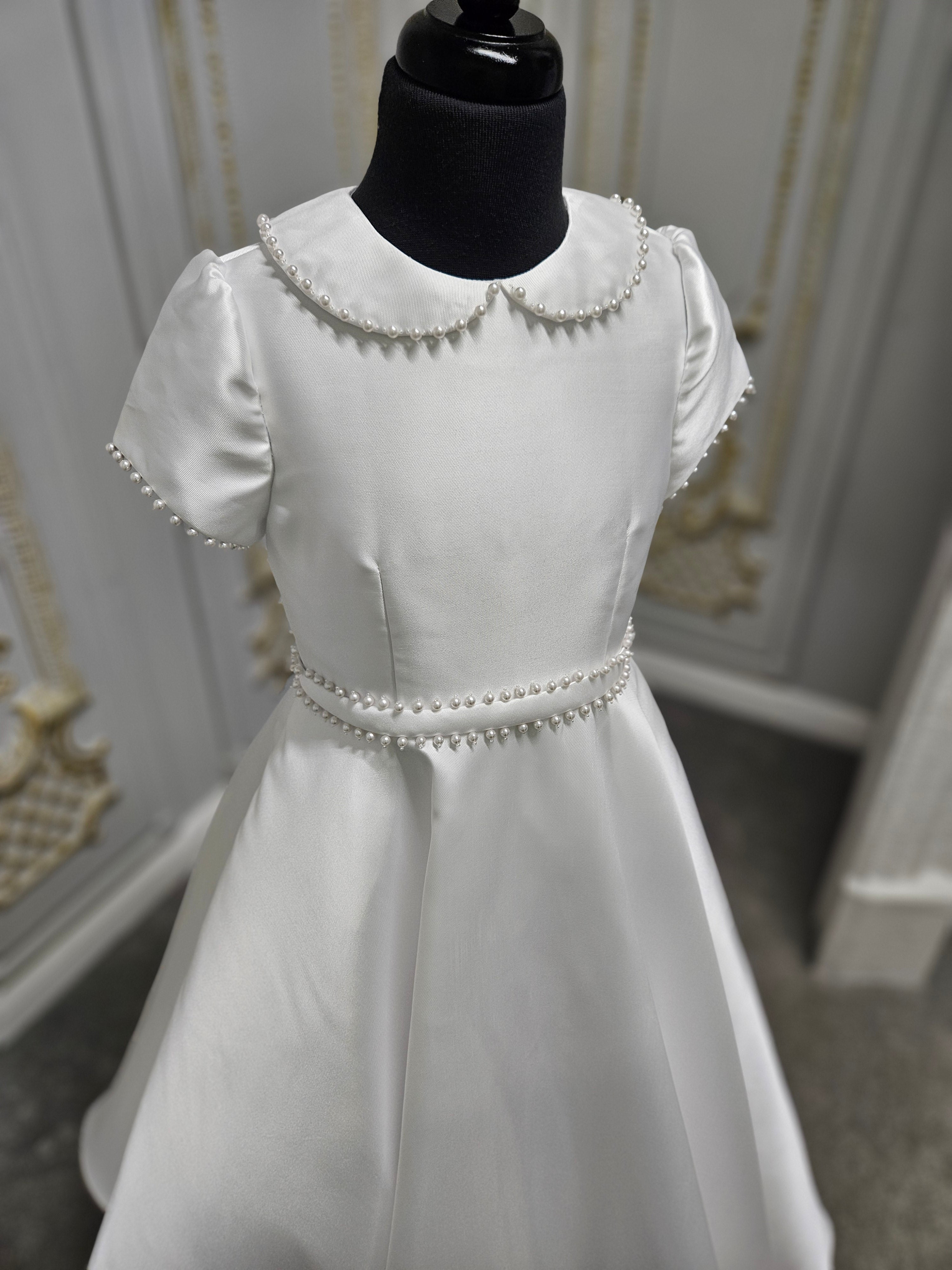 SALE COMMUNION DRESS Isabella Girls White Communion Dress:- IS25358 Age 6