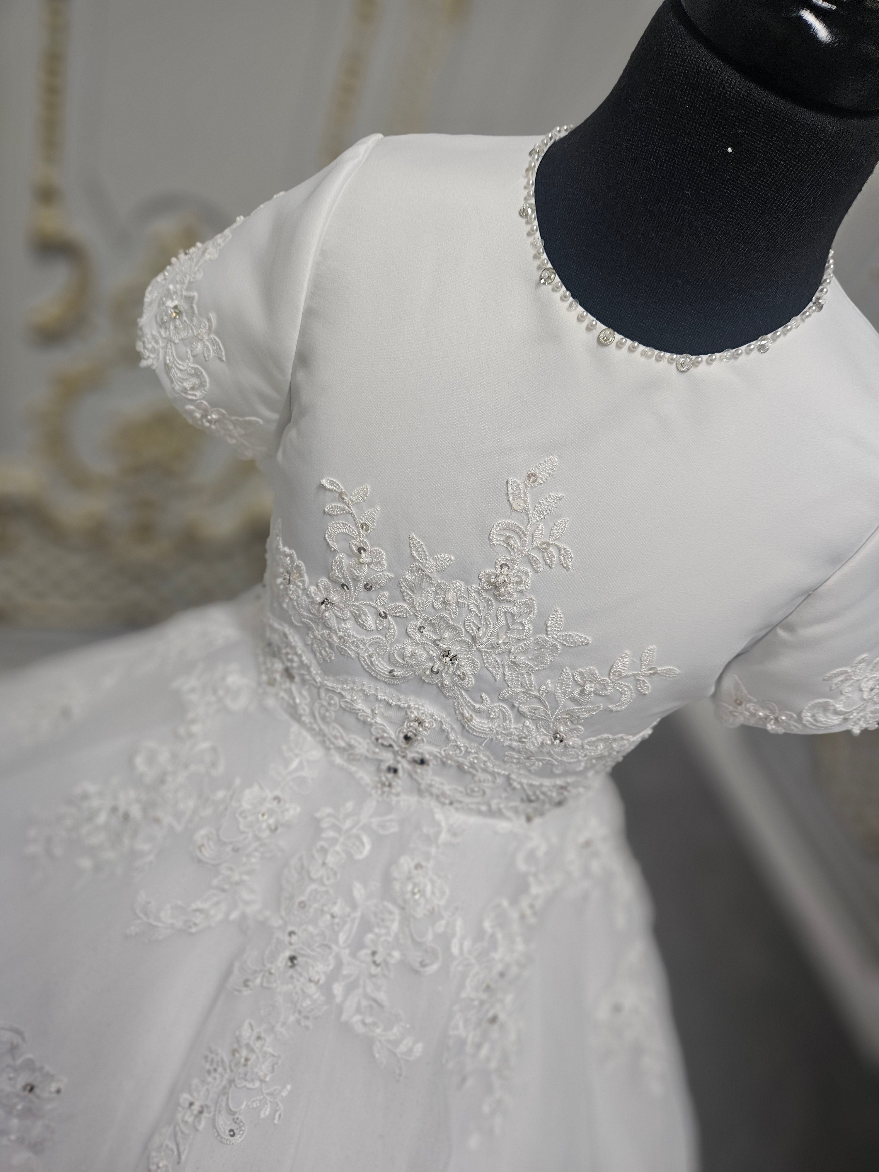 SALE COMMUNION DRESS Little People Girls White Communion Dress:- Pixi Age 8