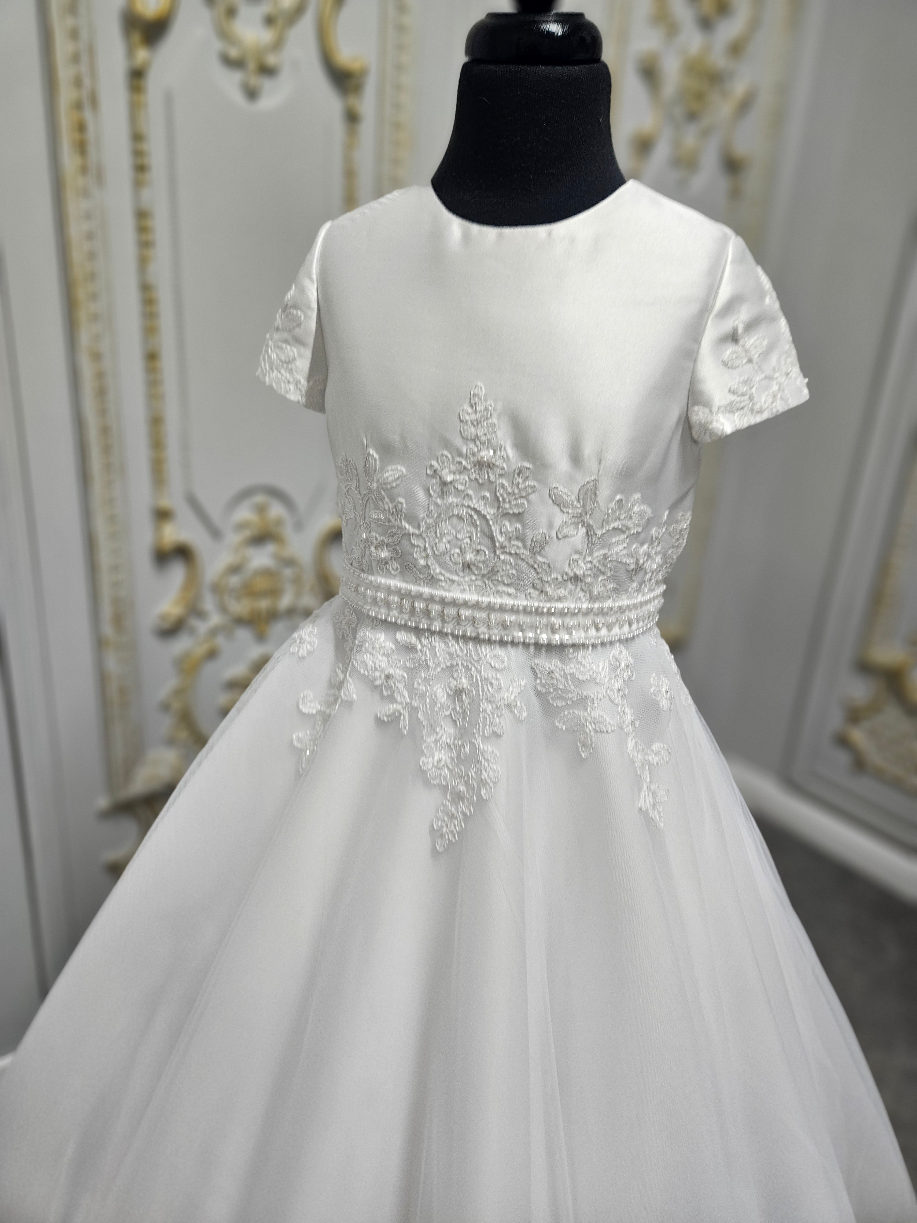 Isabella Girls White Communion Dress:- IS26340