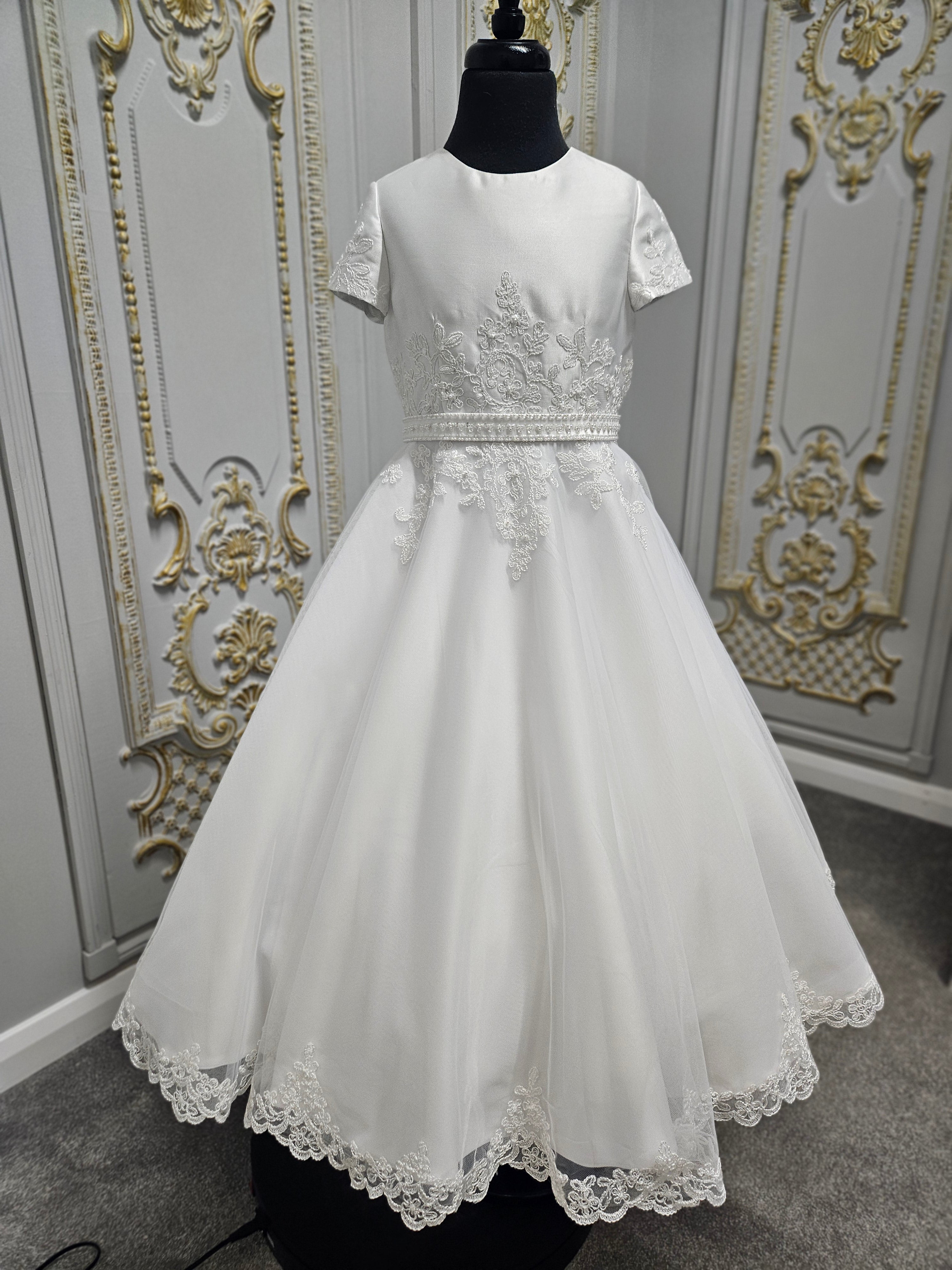Isabella Girls White Communion Dress:- IS26340