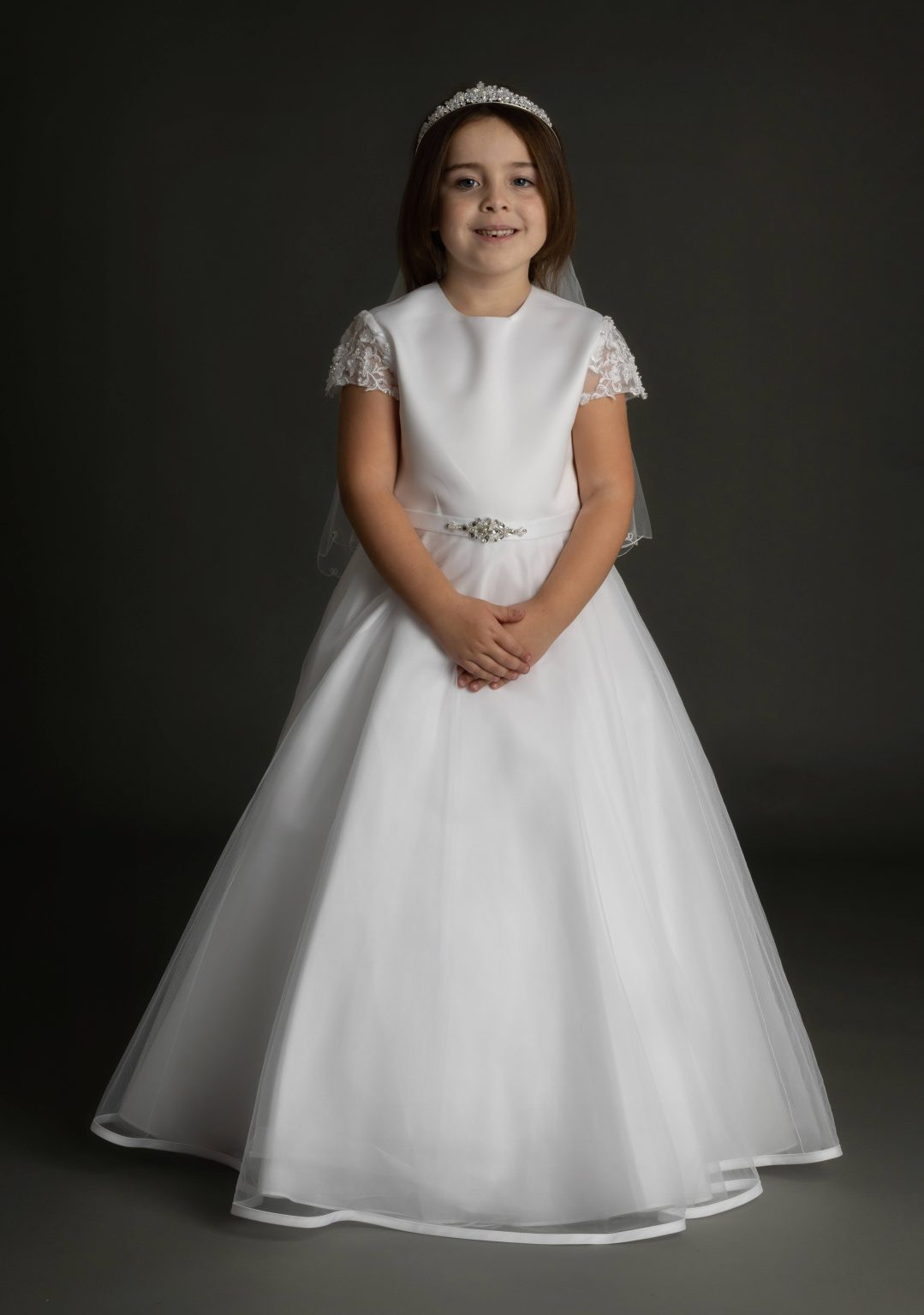 SALE COMMUNION DRESS Little People Girls White Communion Dress:- Trinity Age 9