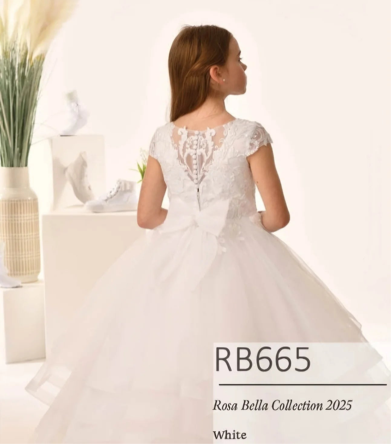 Rosa Bella By Sweetie Pie Girls White Communion Dress:- RB665