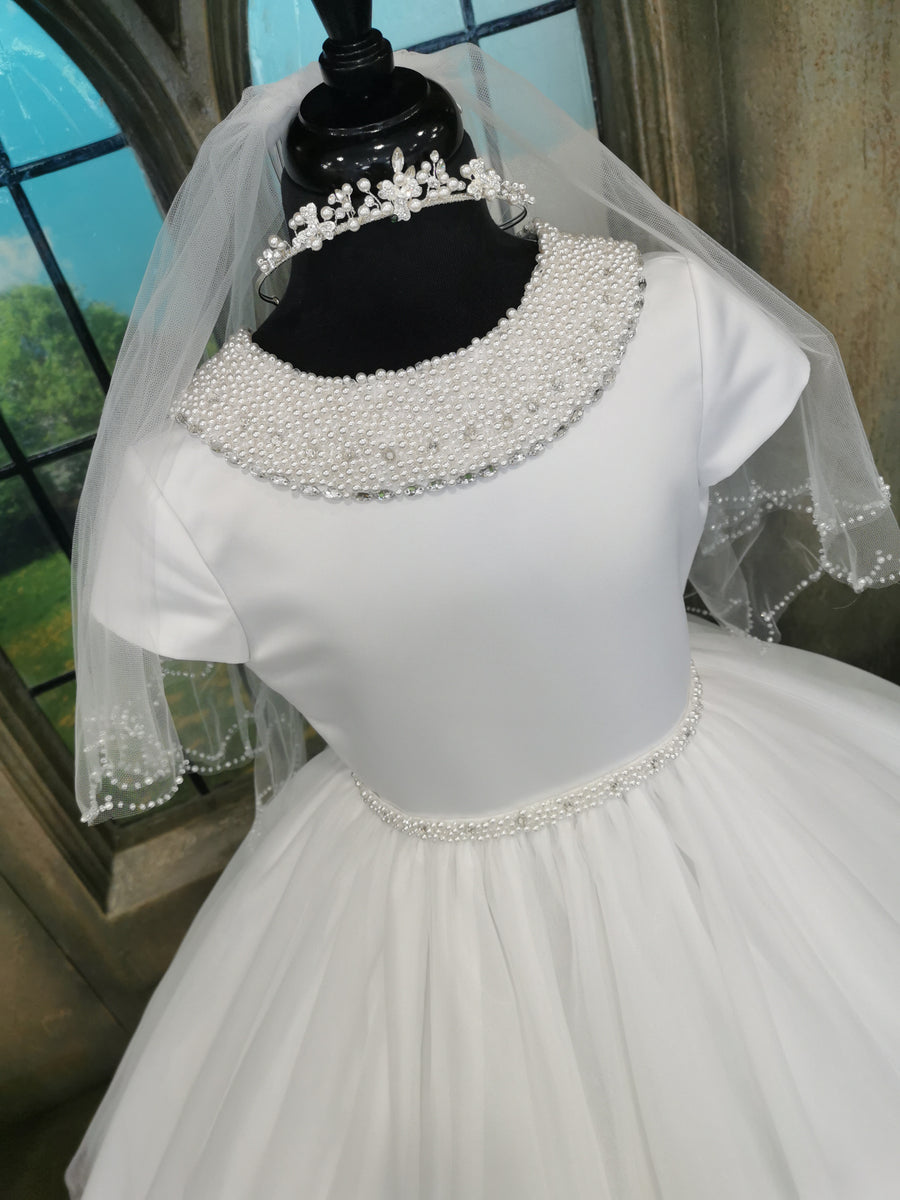 Rosa Bella By Sweetie Pie Girls White Communion Dress:- RB686