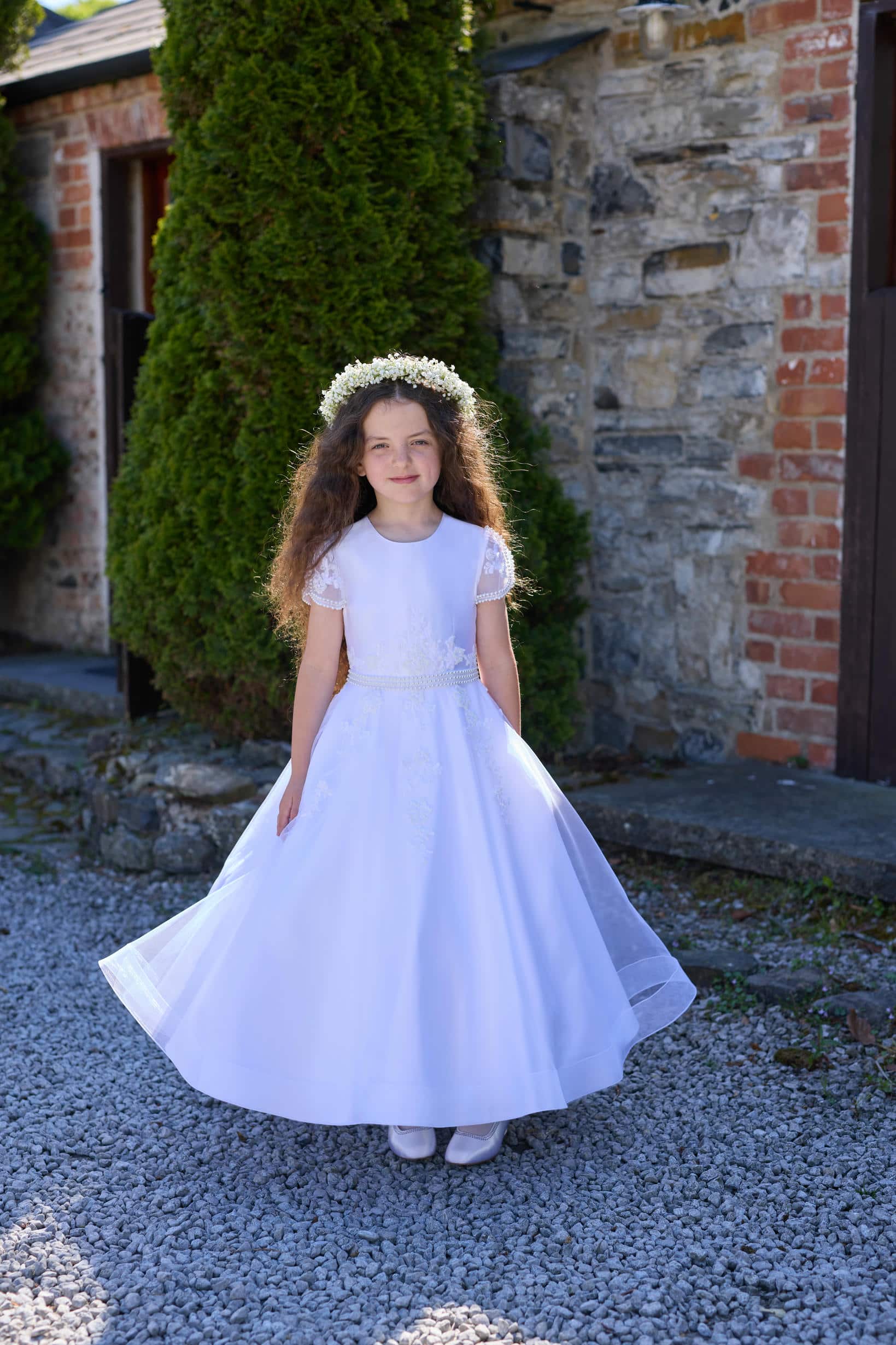 COMMUNION DRESS KINDLE EXCLUSIVE Sweetie Pie Girls White Communion Dress:-KD578