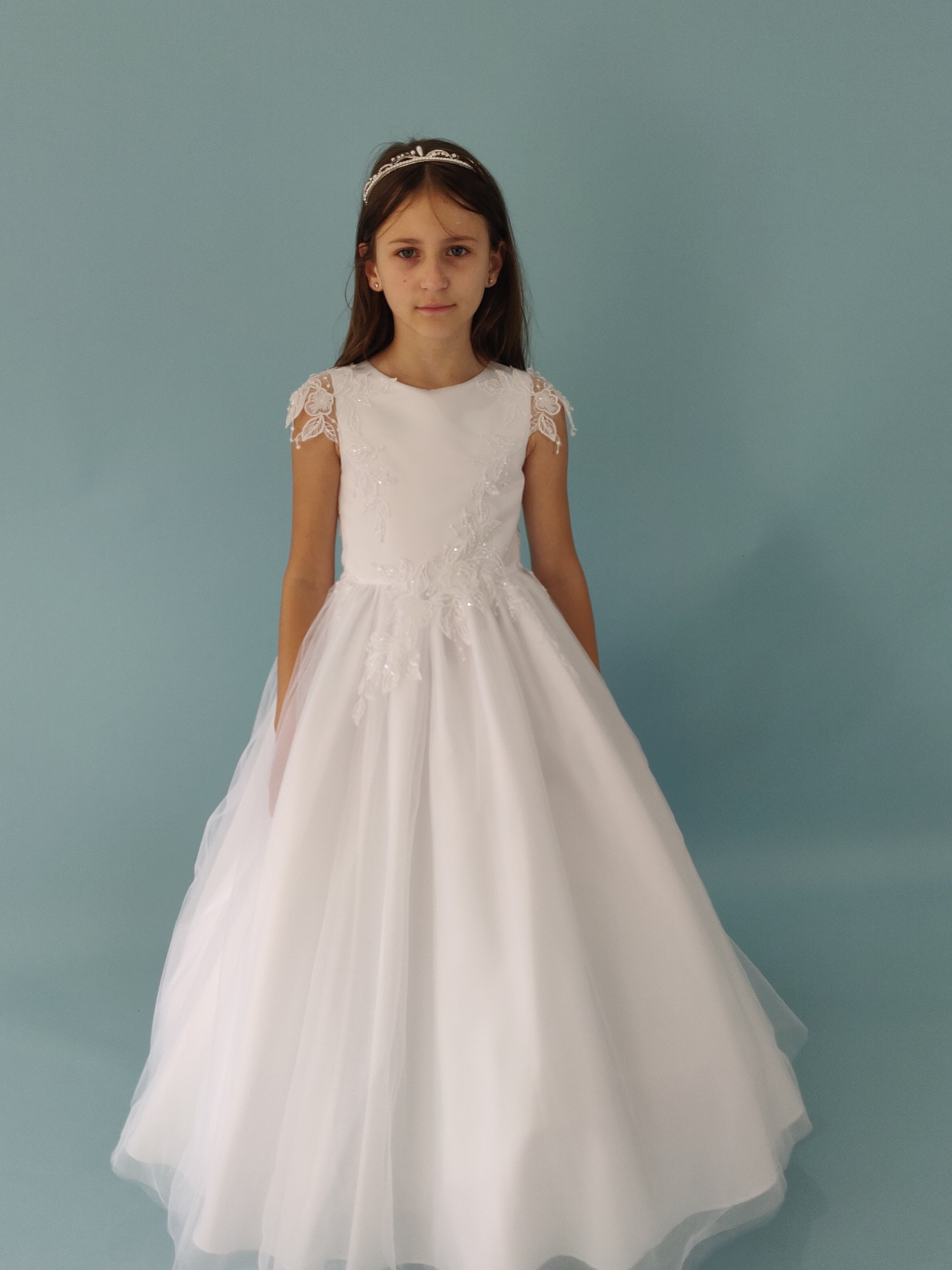 SALE COMMUNION DRESS Linzi Jay Girls White Communion Dress:- Iris