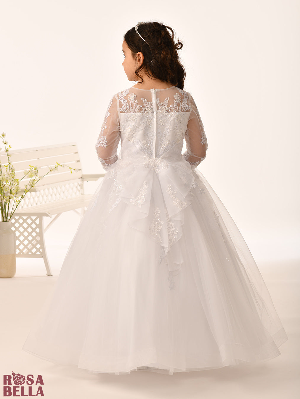 Rosa Bella By Sweetie Pie Girls White Communion Dress:- RB661