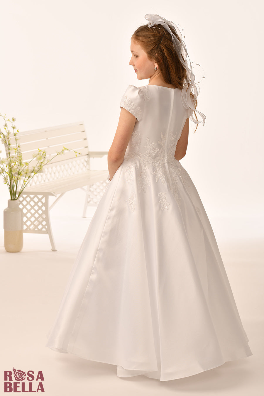Rosa Bella By Sweetie Pie Girls White Communion Dress:- RB678