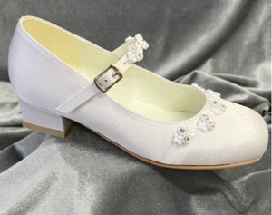 Celebrations Girls White Communion Shoes:- Emma Heel