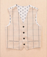 Load image into Gallery viewer, One Varones Boys Beige Check Waistcoat:-10-10023R51
