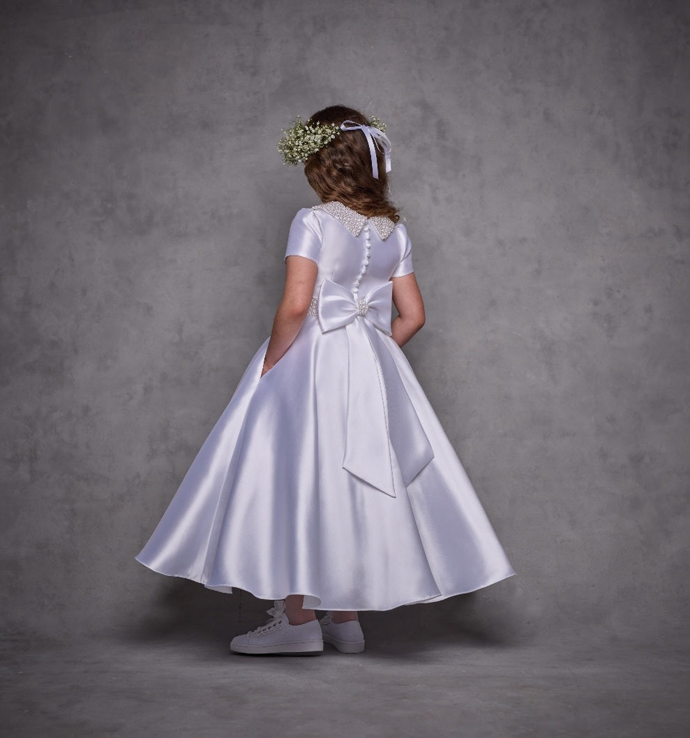 SALE COMMUNION DRESS Isabella Girls White Communion Dress:- IS25326 Age 6 & 7