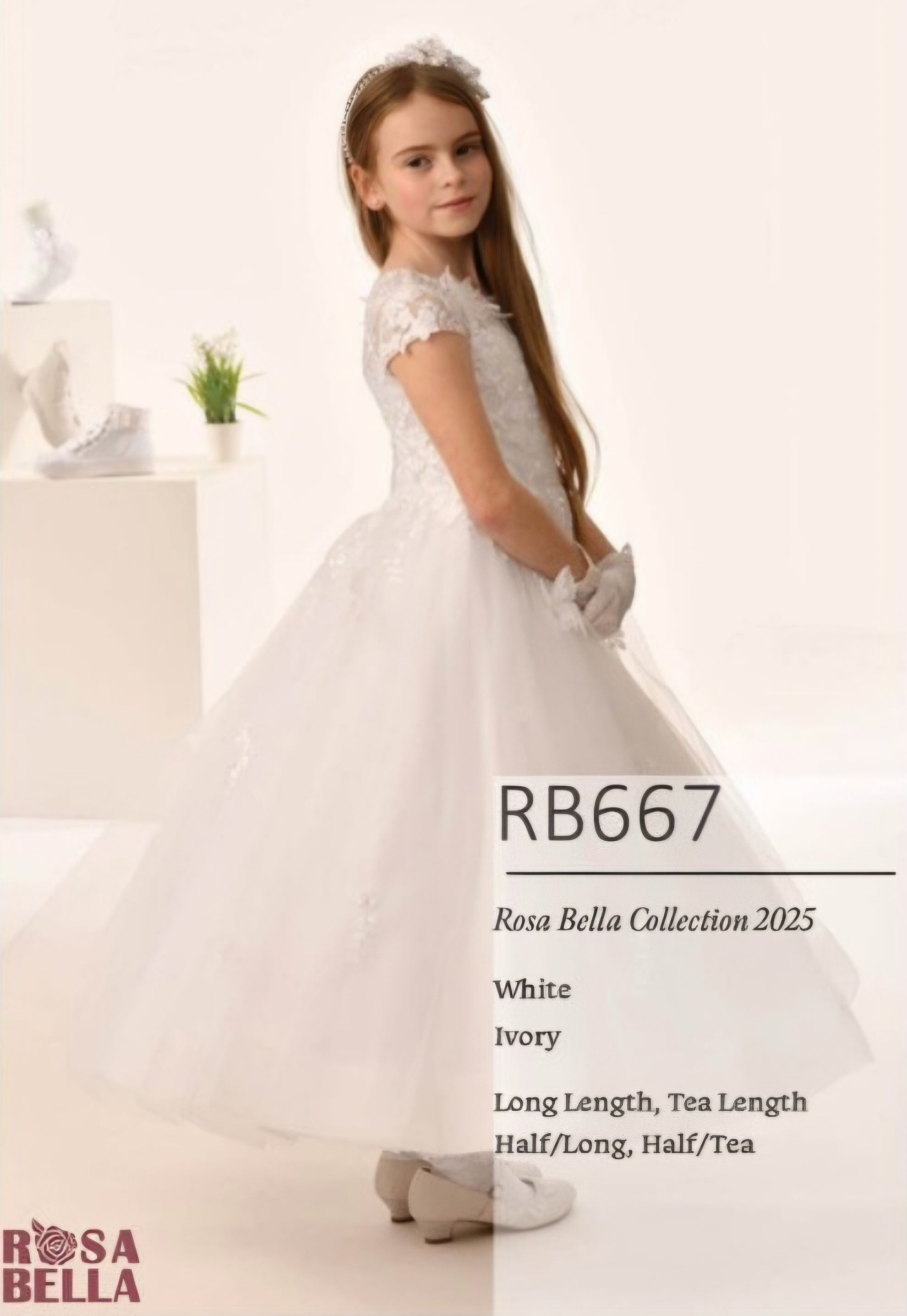 SALE COMMUNION DRESS Rosa Bella By Sweetie Pie Girls White Communion Dress:- RB667 AGE 7
