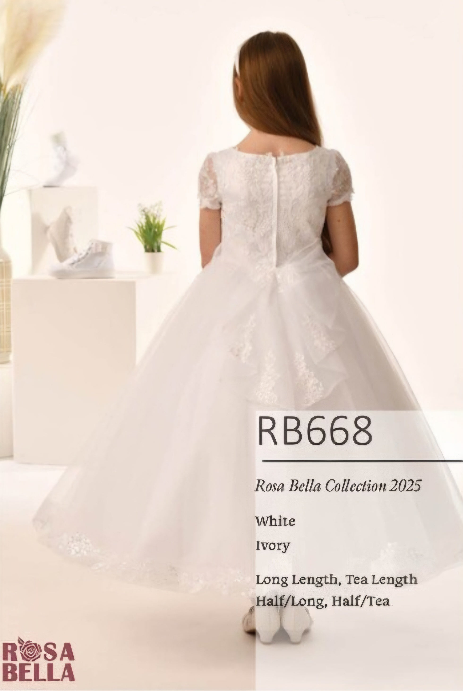 Rosa Bella By Sweetie Pie Girls White Communion Dress:- RB668