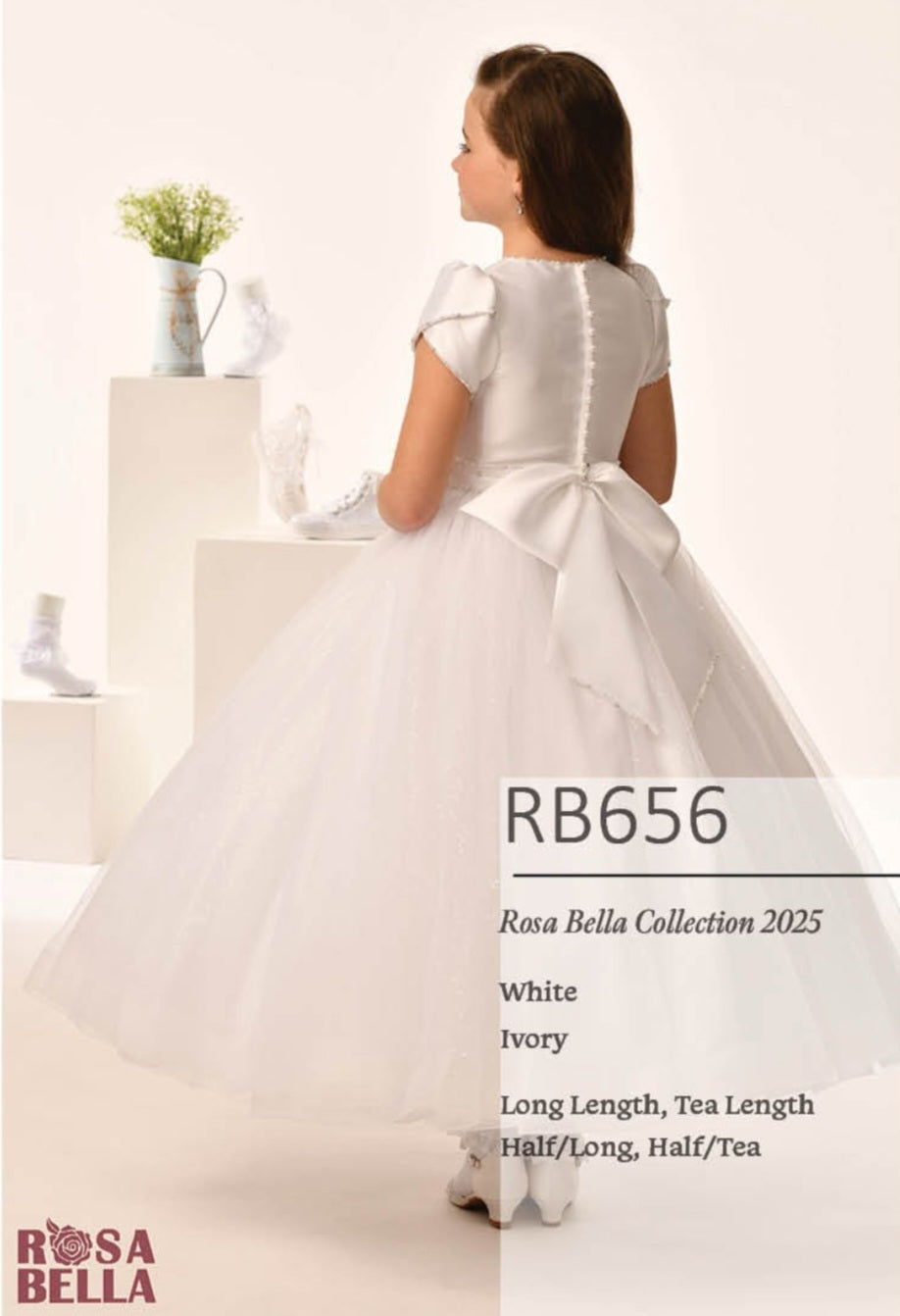 Rosa Bella By Sweetie Pie Girls White Communion Dress:- RB656