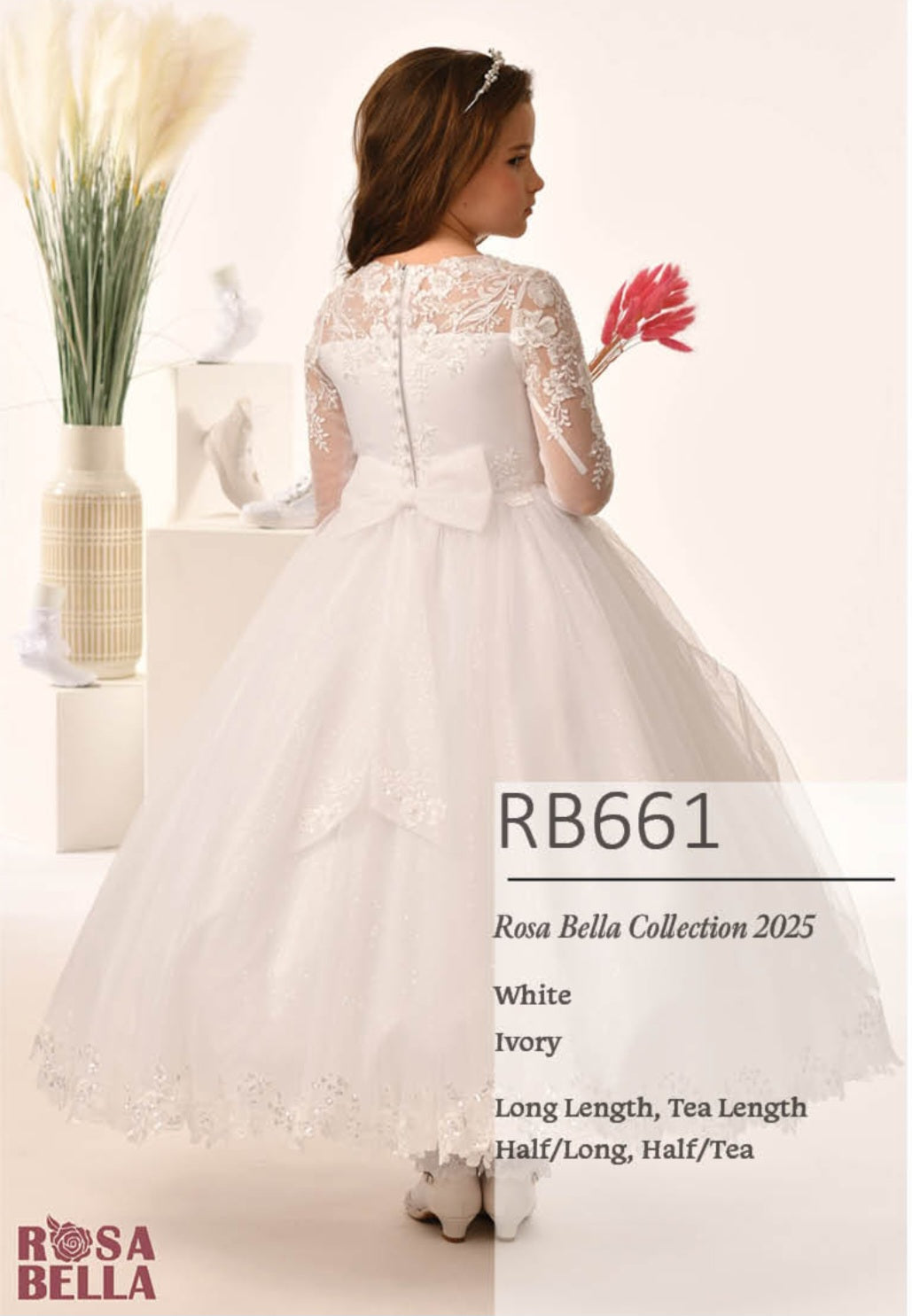 Rosa Bella By Sweetie Pie Girls White Communion Dress:- RB661
