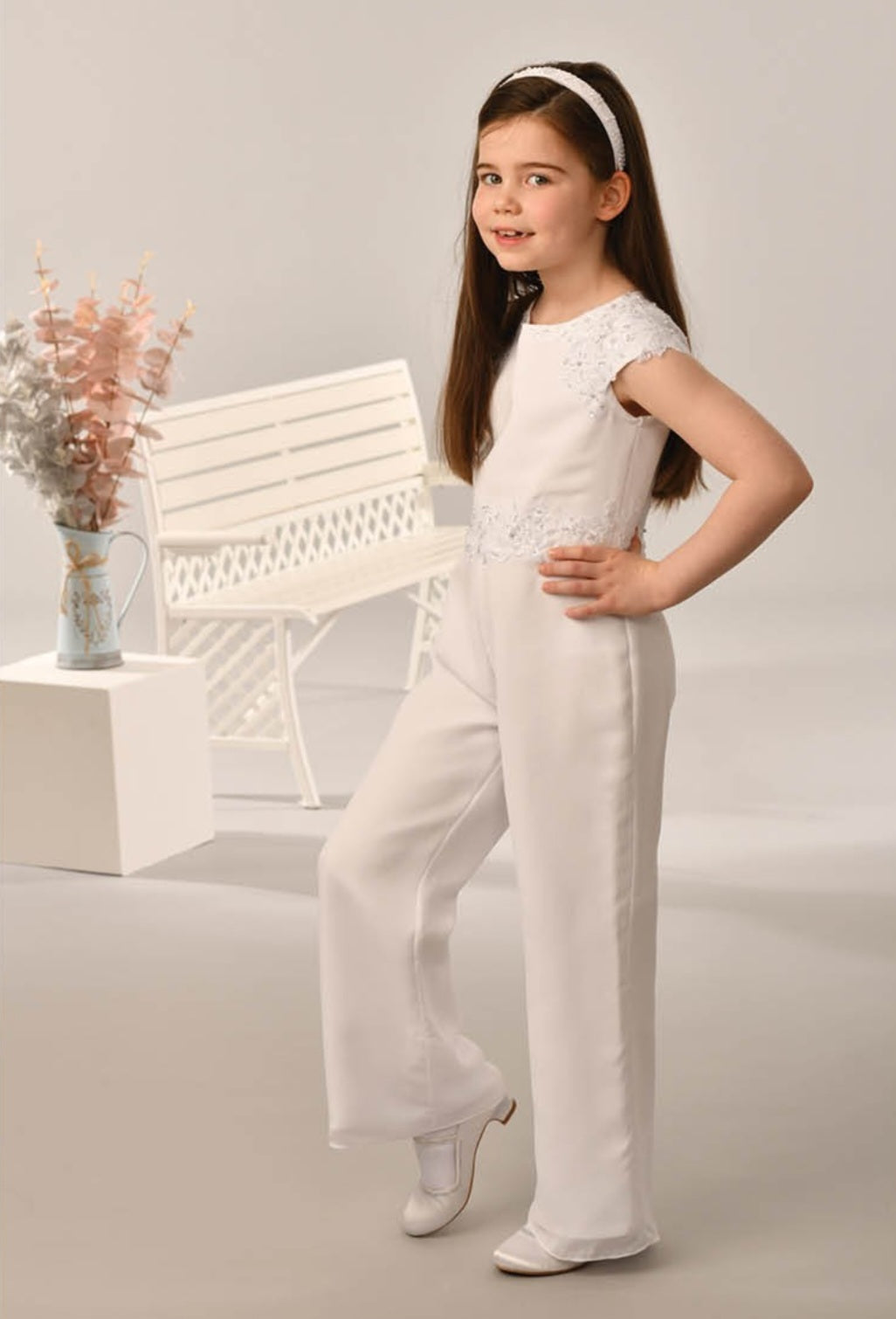 SALE COMMUNION DRESS Sienna Rose By Sweetie Pie Girls White Communion Jumpsuit:- SR721S AGE 7