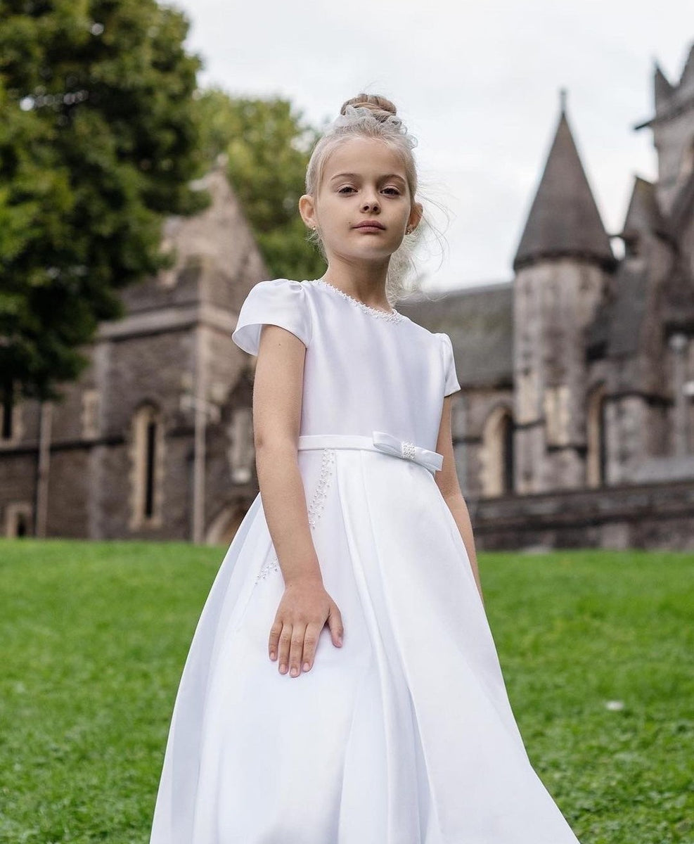 Paula's Communion Girls White Communion Dress:- PJ55