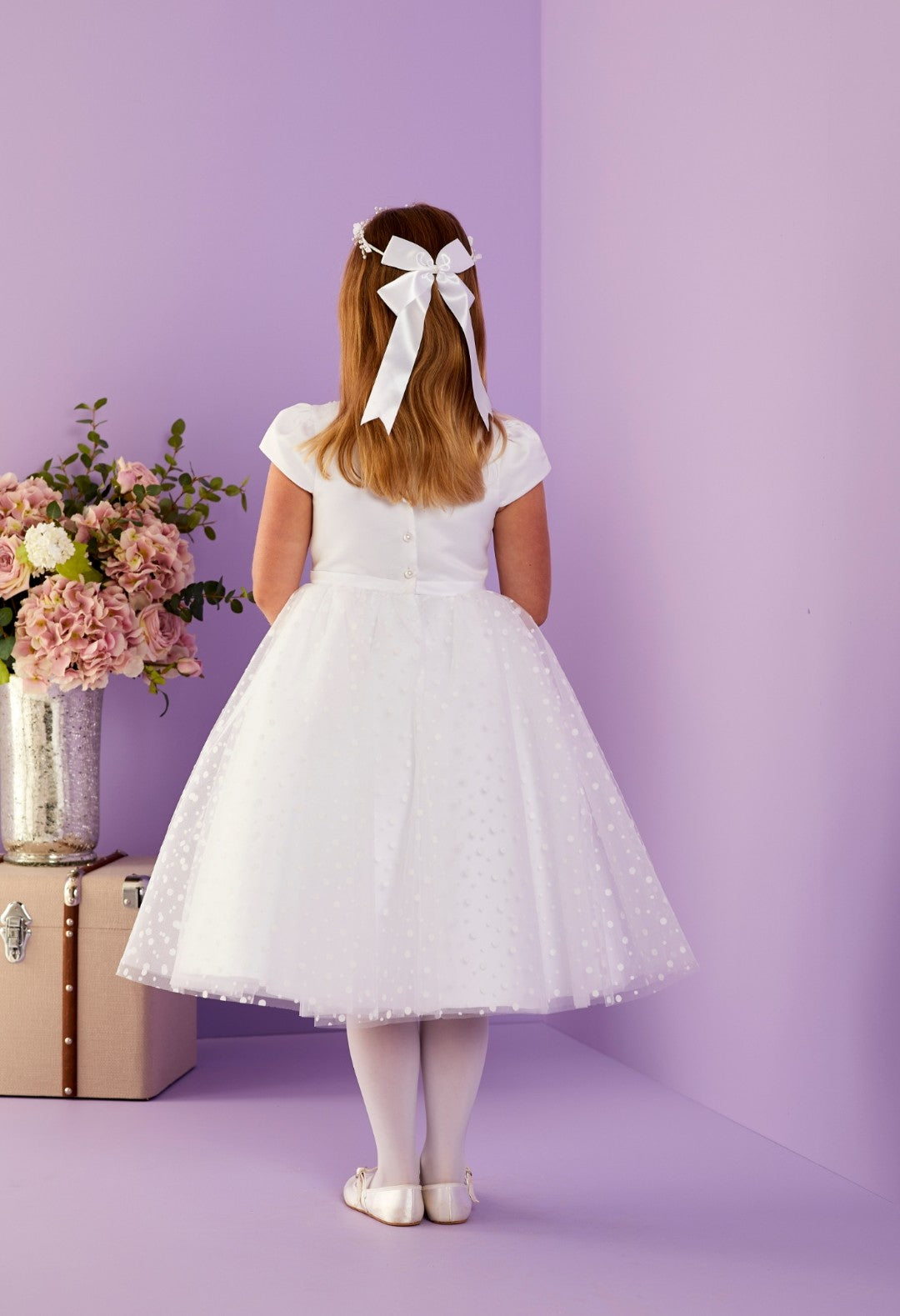 SALE COMMUNION DRESS Peridot Girls White Communion Dress:- Neve Age 10 & 11