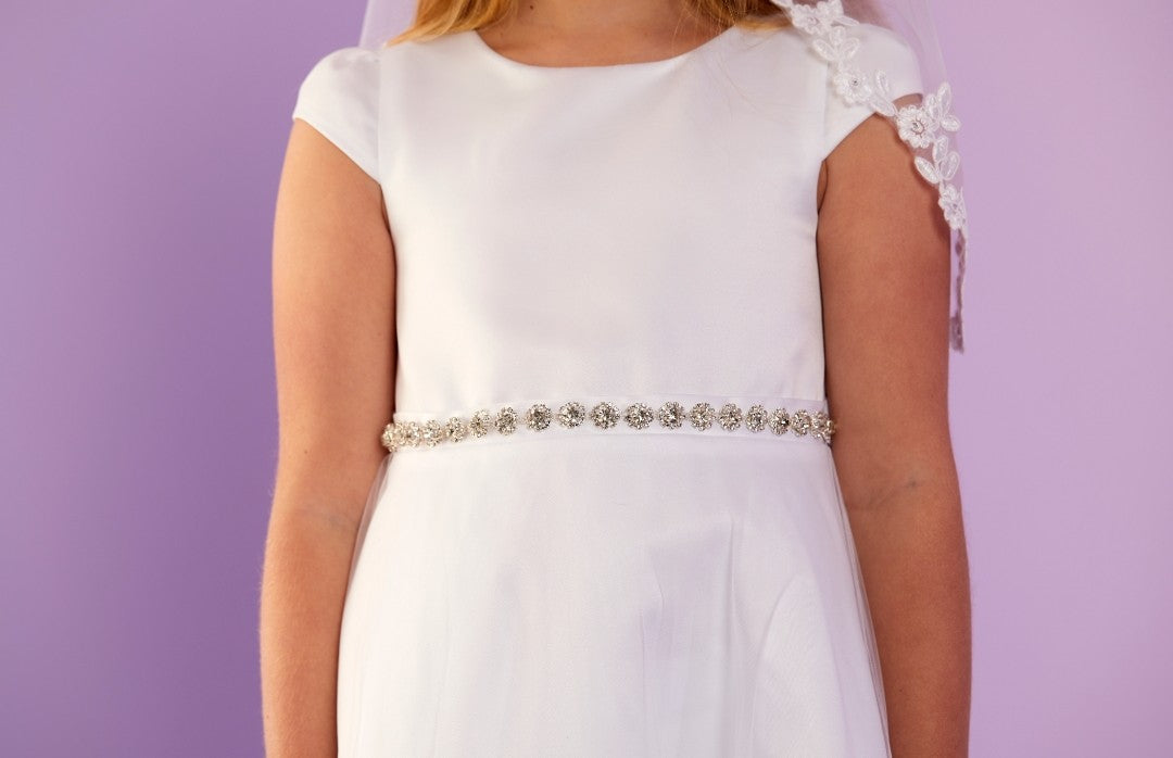SALE COMMUNION DRESS Peridot Girls White Communion Dress:- Harper Age 7, 10 & 11