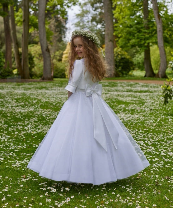 SALE COMMUNION DRESS Exclusive To KINDLE Rosa Bella Girls White Communion Dress:- Margaret Age 10 & 14