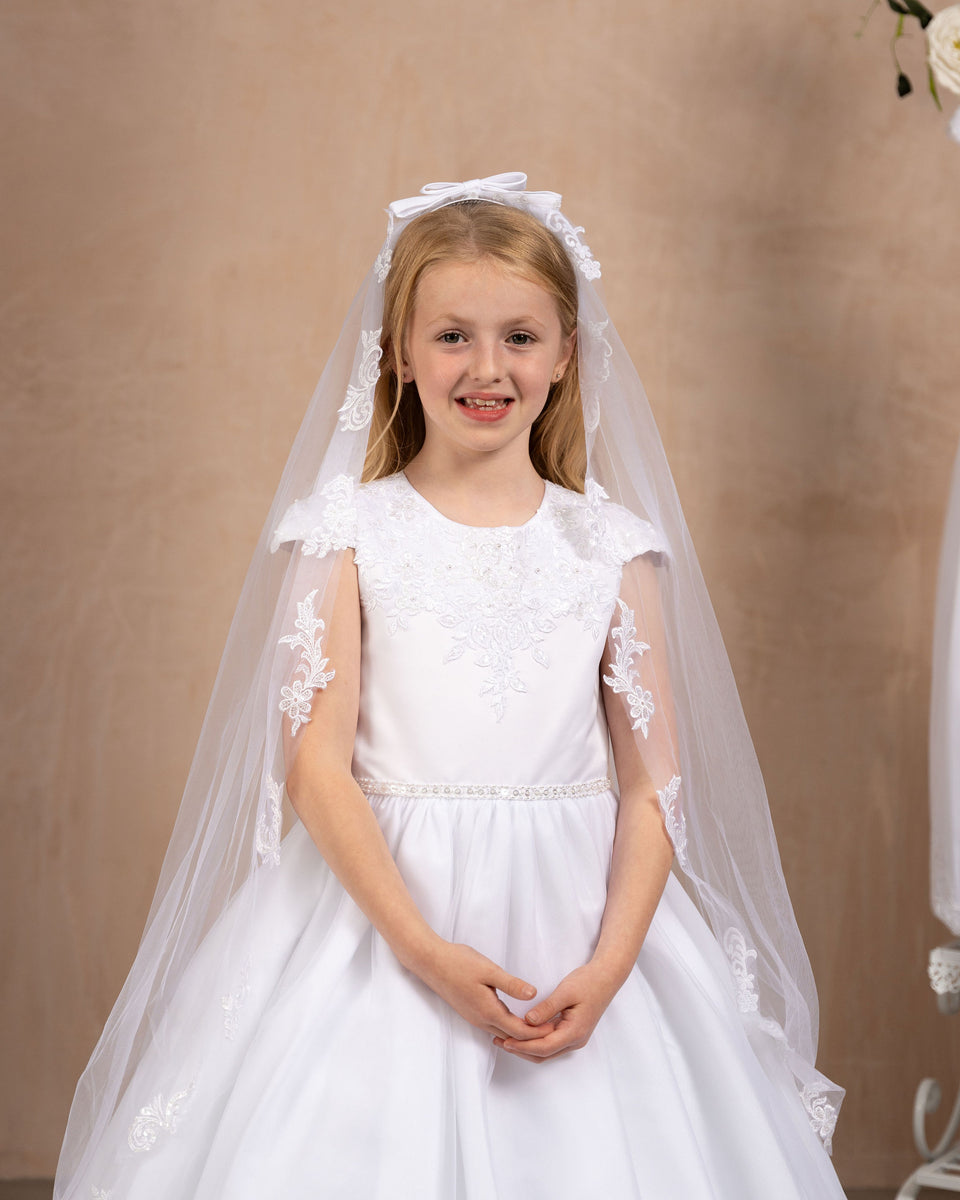Rosa Bella By Sweetie Pie Girls White Communion Dress:- RB686 main image 1