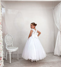 Load image into Gallery viewer, Crystal &amp; Pearl Monro White Communion Dress (Tulle Skirt)
