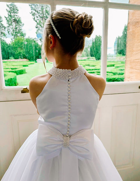 SALE COMMUNION DRESS Crystal & Pearl New York White Communion Dress (tulle skirt) Age 9