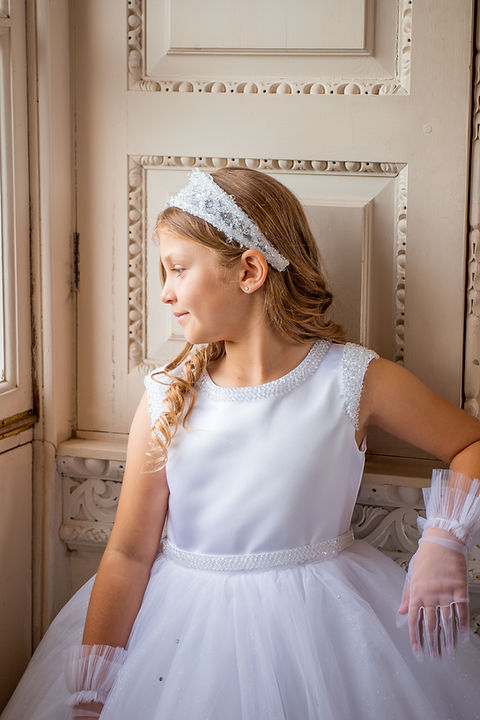 Crystal & Pearl Diva White Communion Dress (Tulle Skirt)