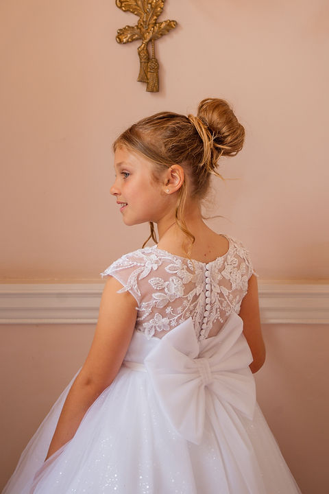 Crystal & Pearl Iridessa White Communion Dress (Tulle Skirt)