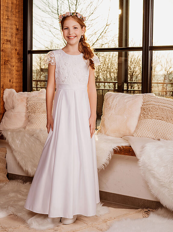 SALE COMMUNION DRESS Emmerling Girls White Communion Dress:- Hortensia Age 8