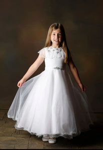 SALE Little People Girls White Communion Dress:- Tatum