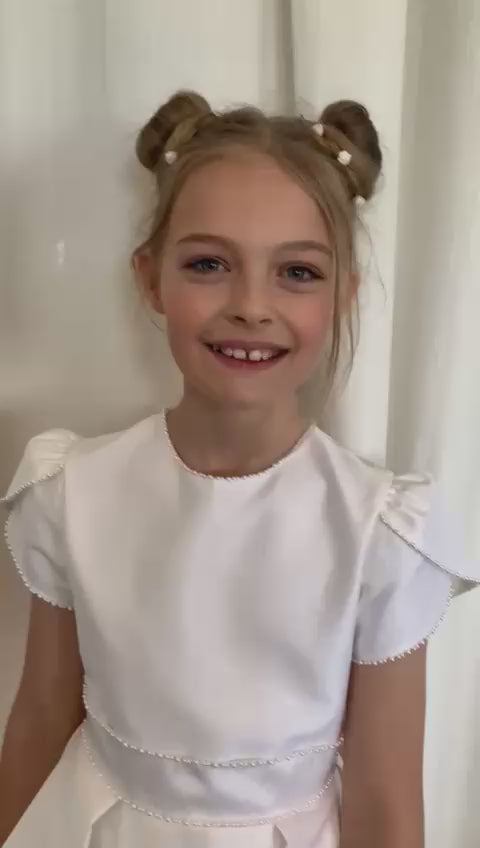 Paula's Communion Girls White Communion Dress:- PJ86