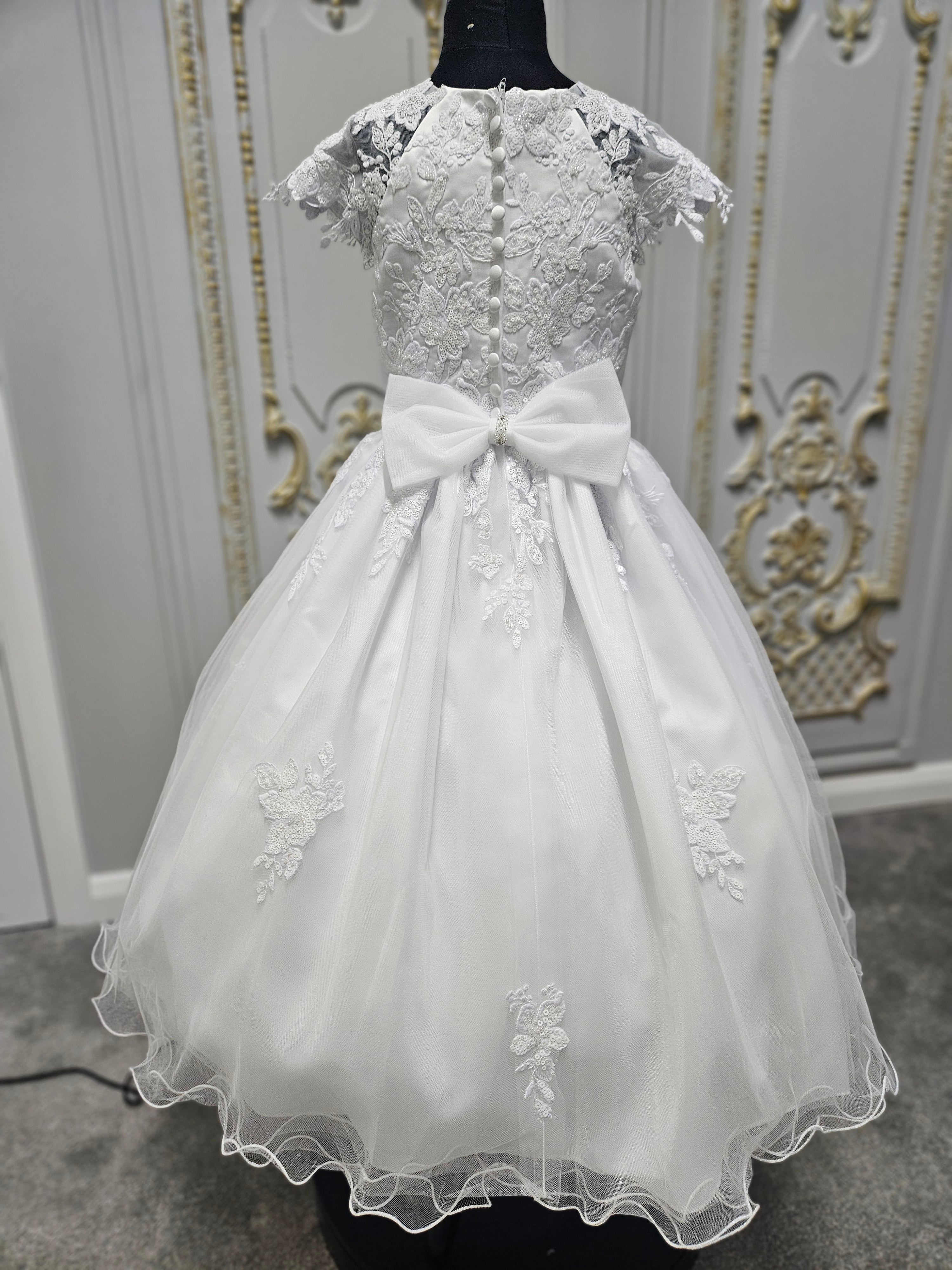 Rosa Bella By Sweetie Pie Girls White Communion Dress:- RB685