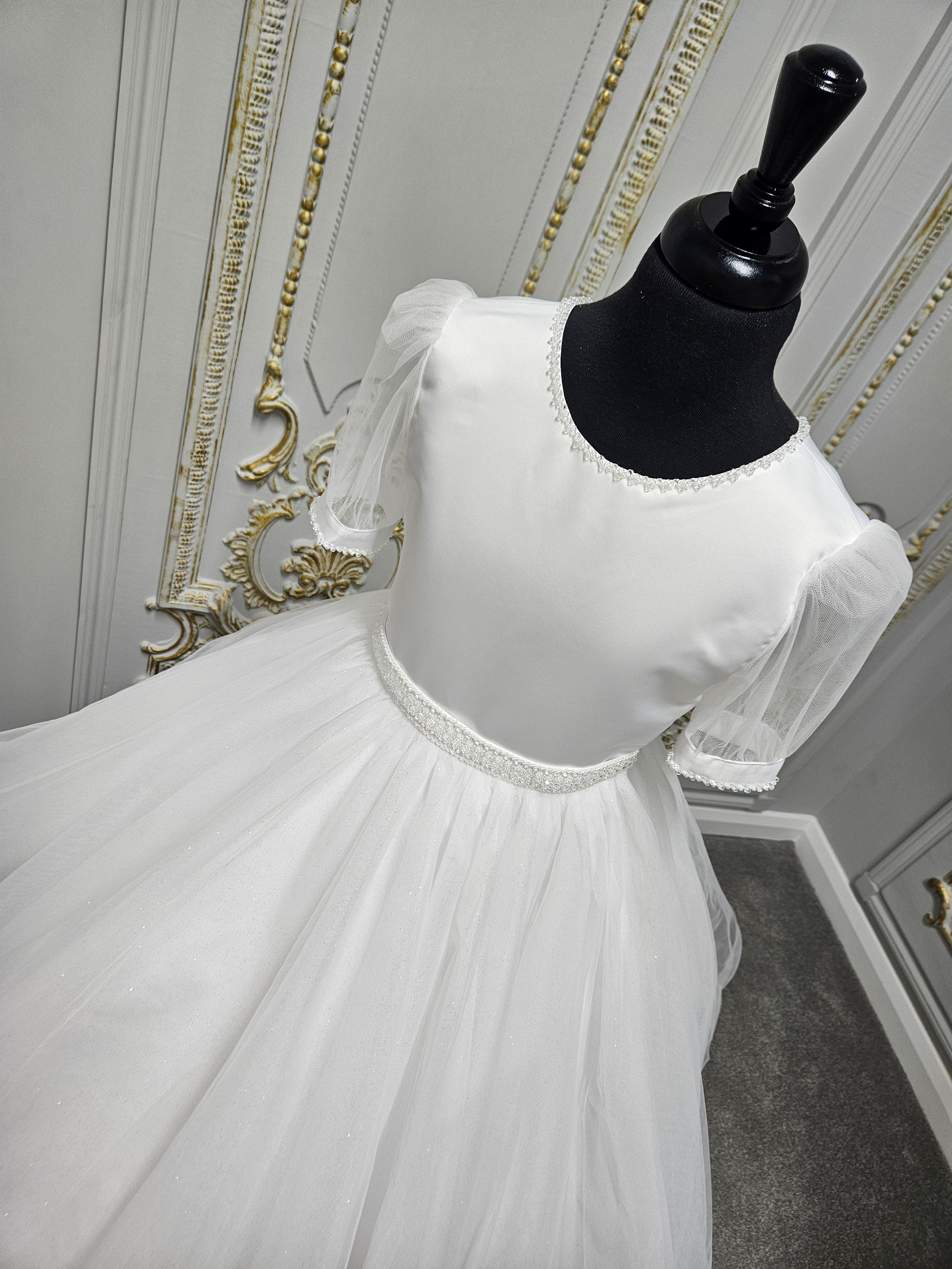 KINDLE EXCLUSIVE Girls White Communion Dress:- PJ106