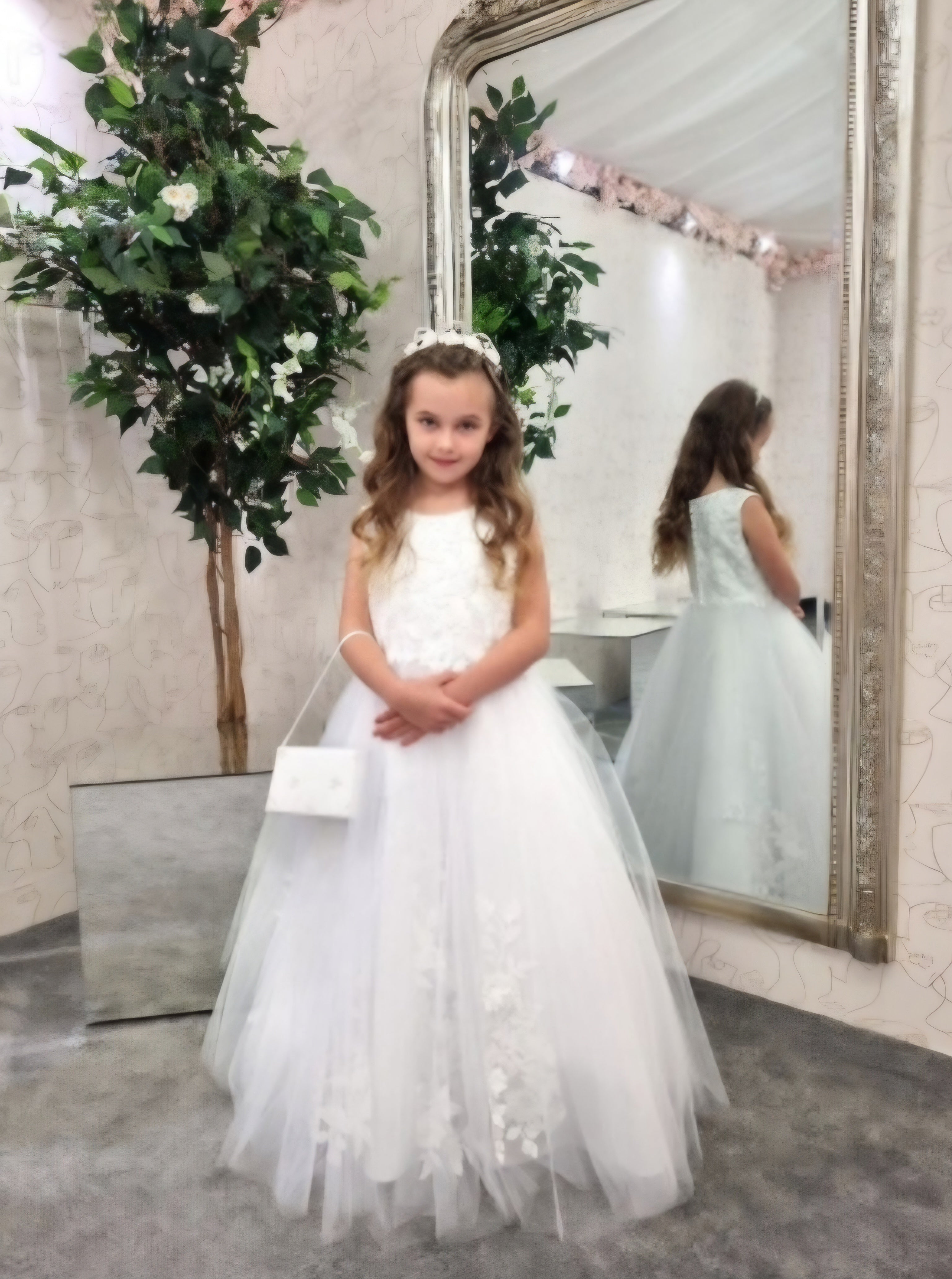 SALE COMMUNION DRESS Little People Girls White Communion Dress:- 80815 Age 7, 8 & 9