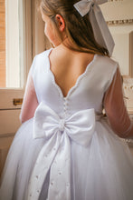 Load image into Gallery viewer, Crystal & Pearl Broadway White Communion Dress (Straight Beaded Skirt)