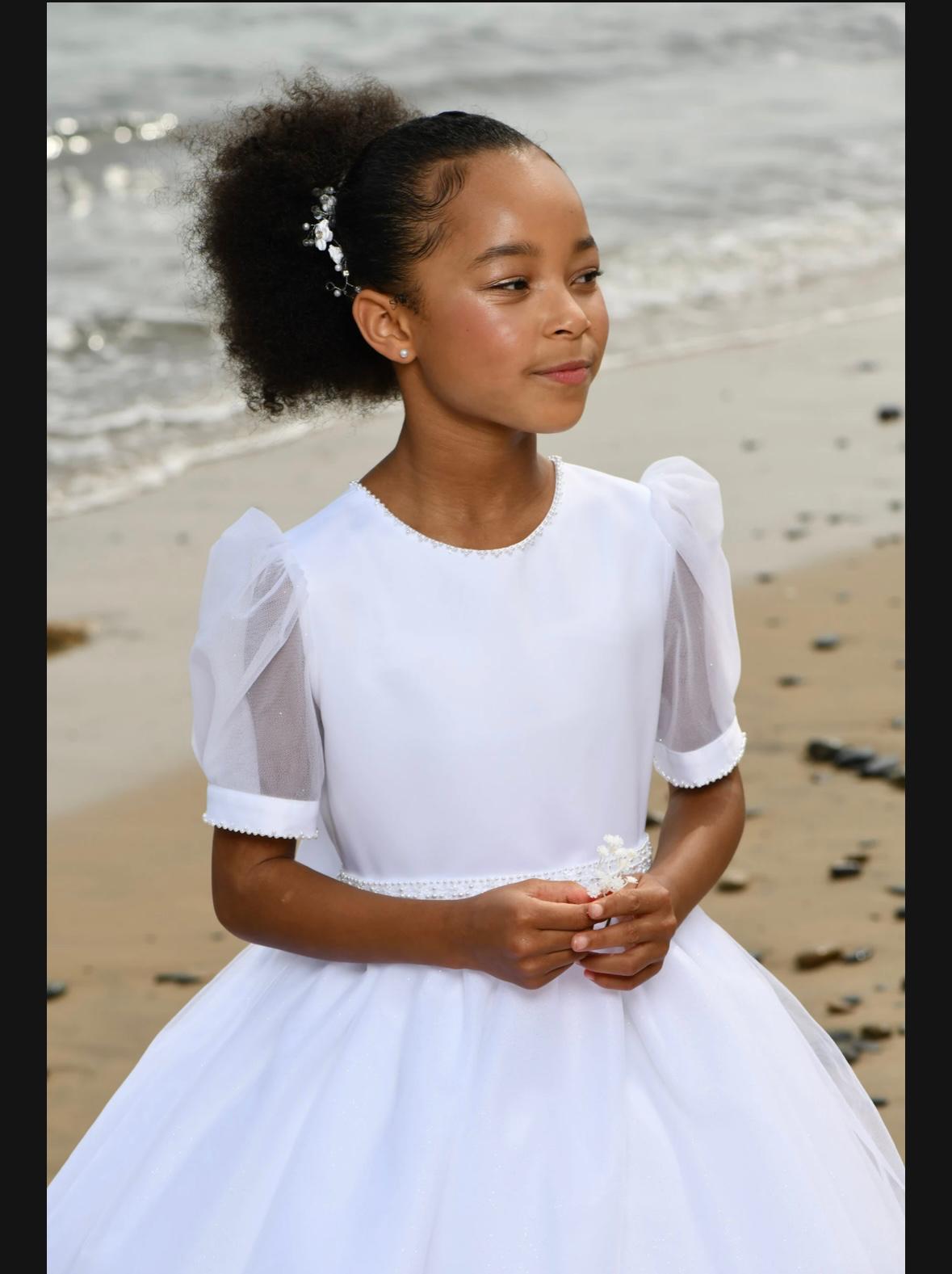 Paula's Communion Girls White Communion Dress:- PJ94