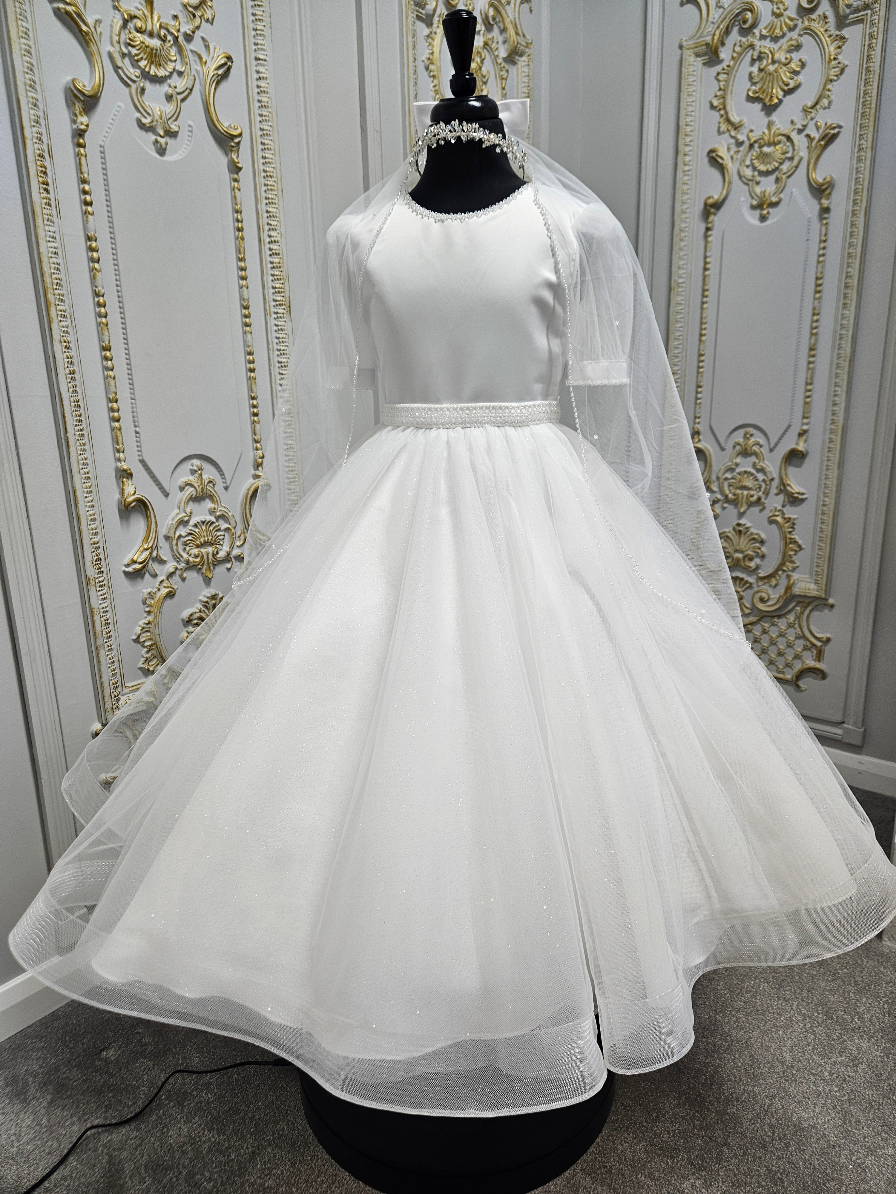 KINDLE EXCLUSIVE Girls White Communion Dress:- PJ106