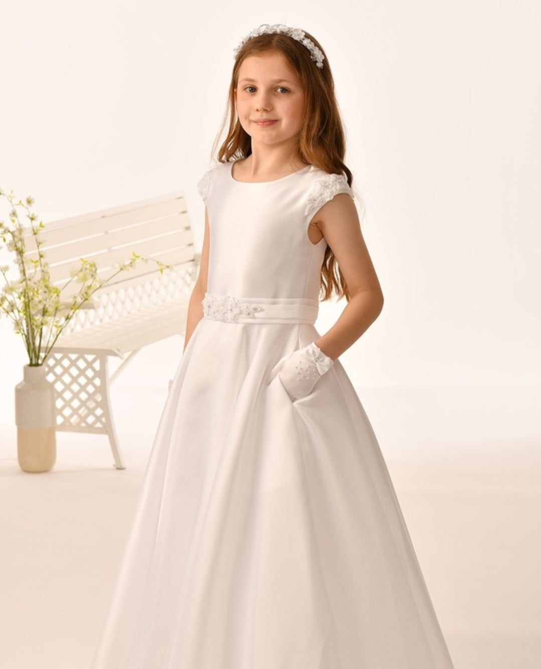 Rosa Bella By Sweetie Pie Girls White Communion Dress:- RB673