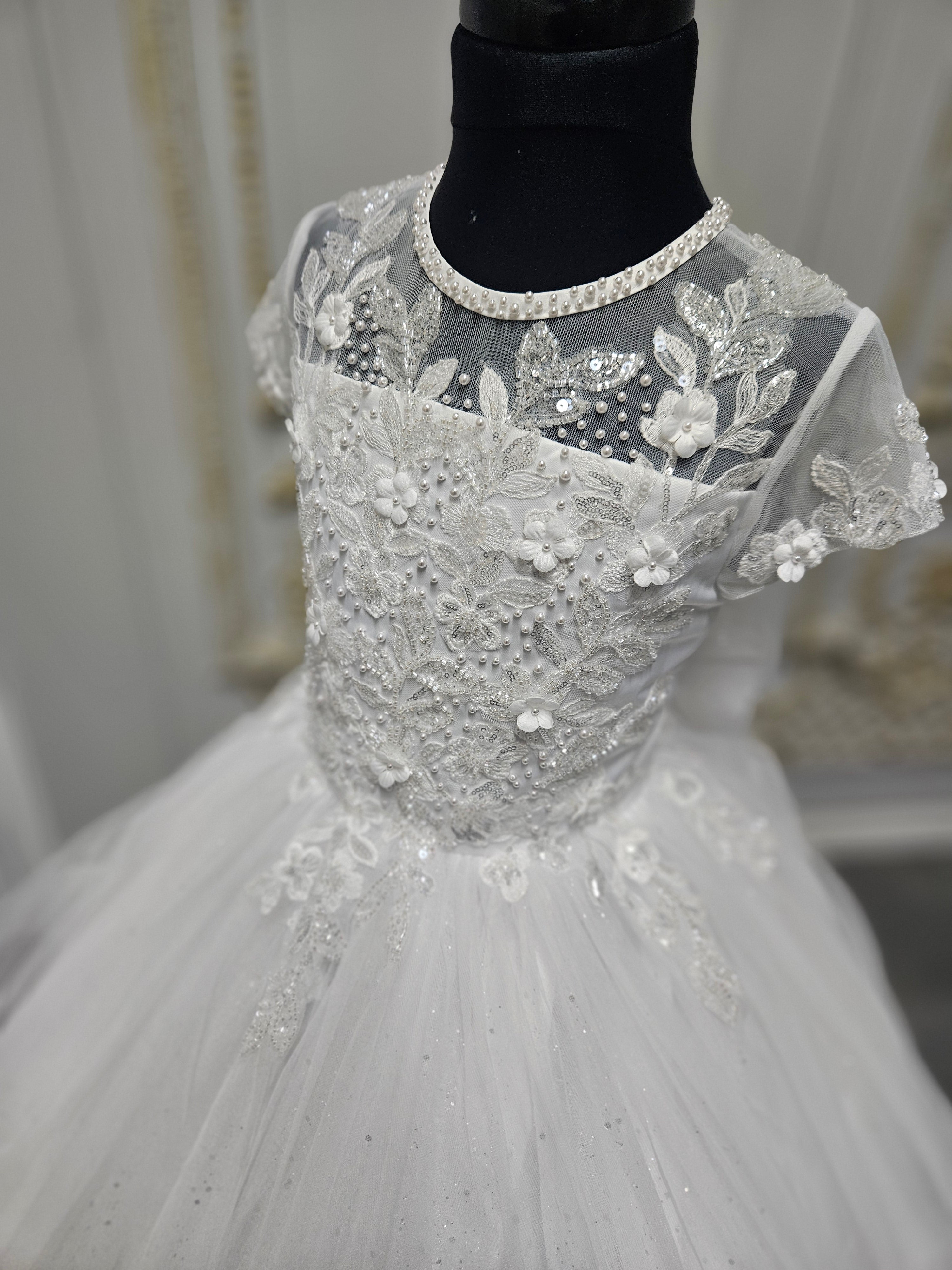 Rosa Bella By Sweetie Pie Girls White Communion Dress:- RB686