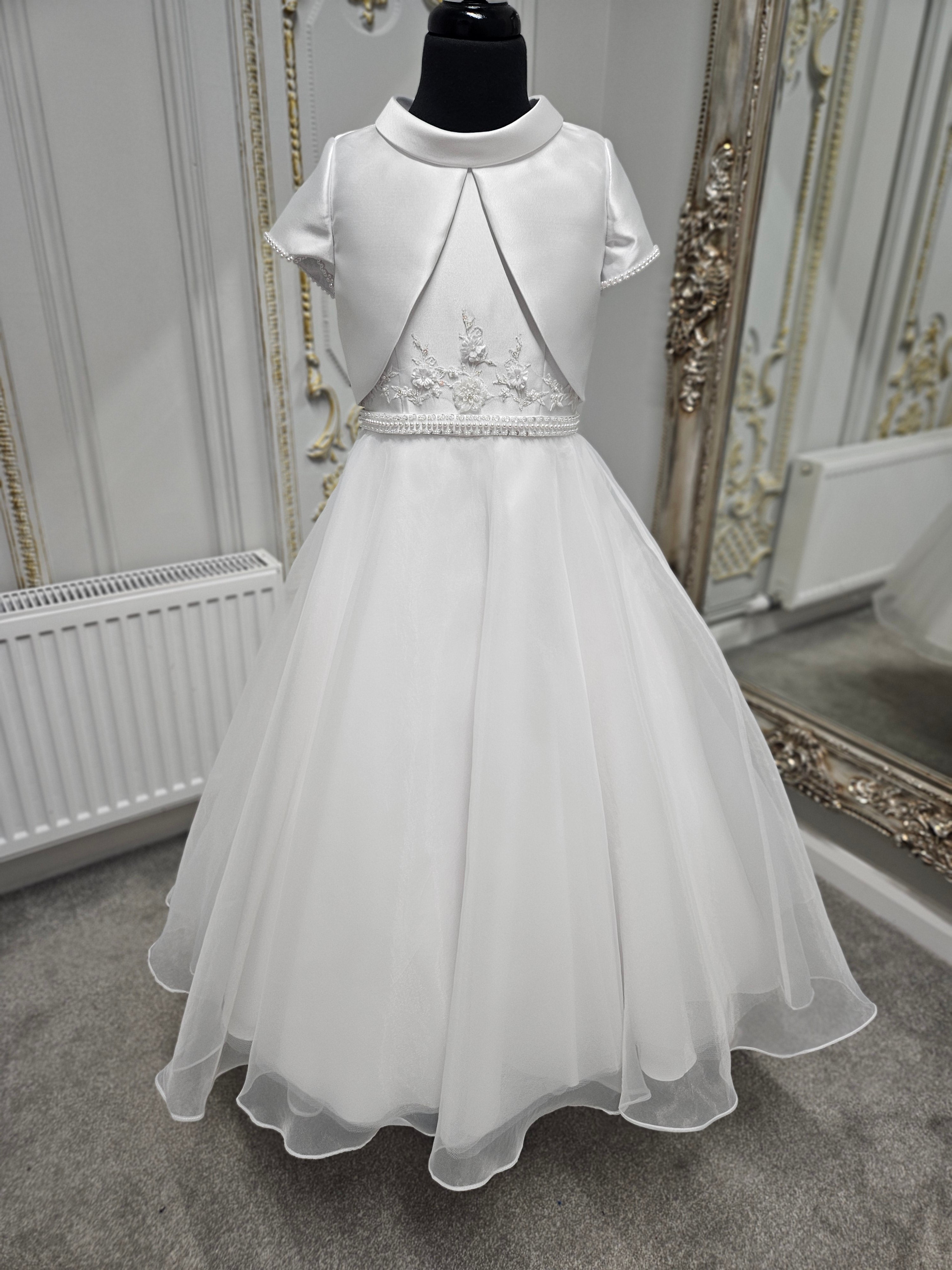 SALE COMMUNION DRESS KOKO Girls White Communion Dress:- KO25825/826 AGE 6 & 7