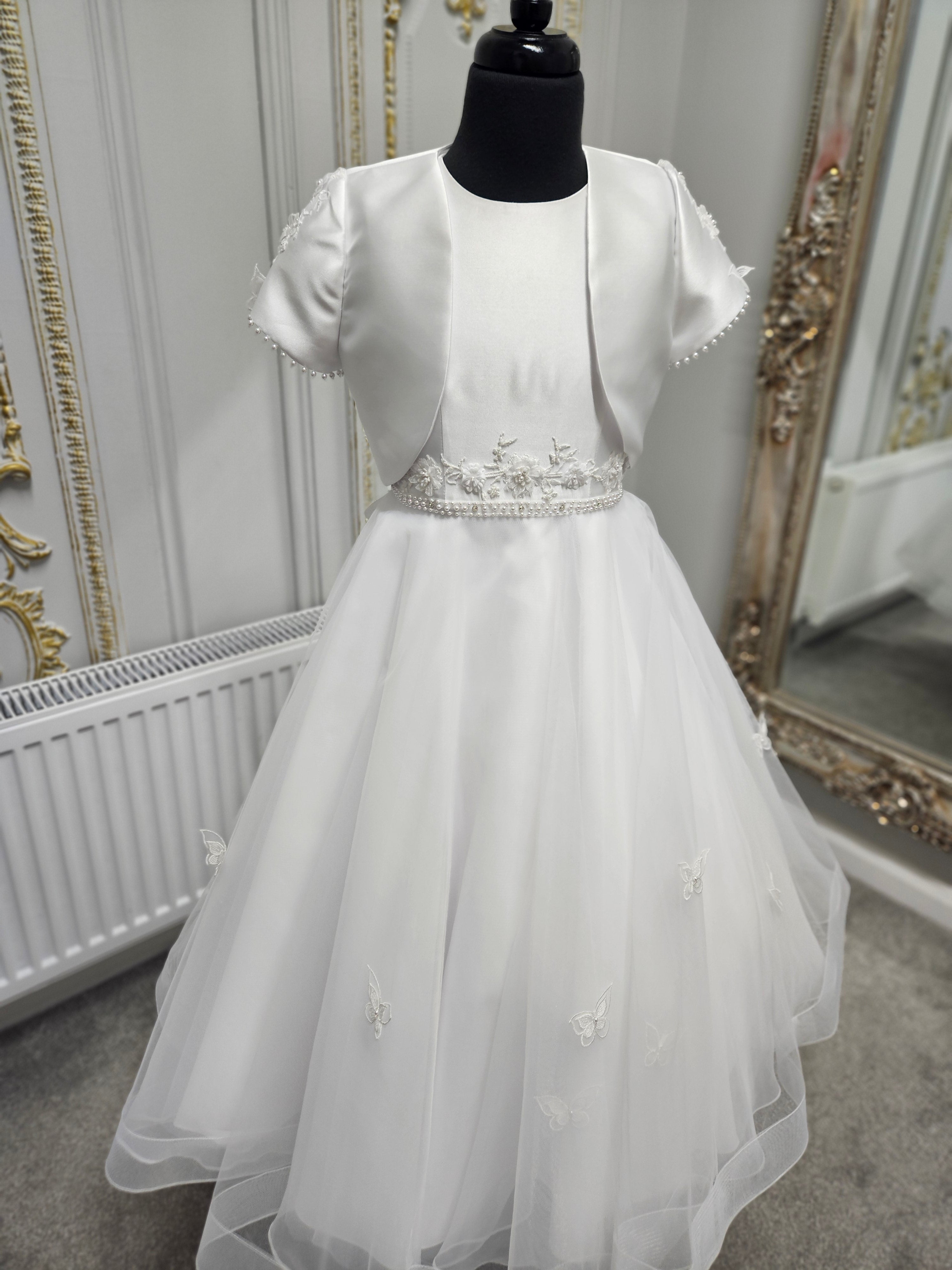 SALE COMMUNION DRESS KOKO Girls White Communion Dress:- KO25814/816 Age 5 & 6