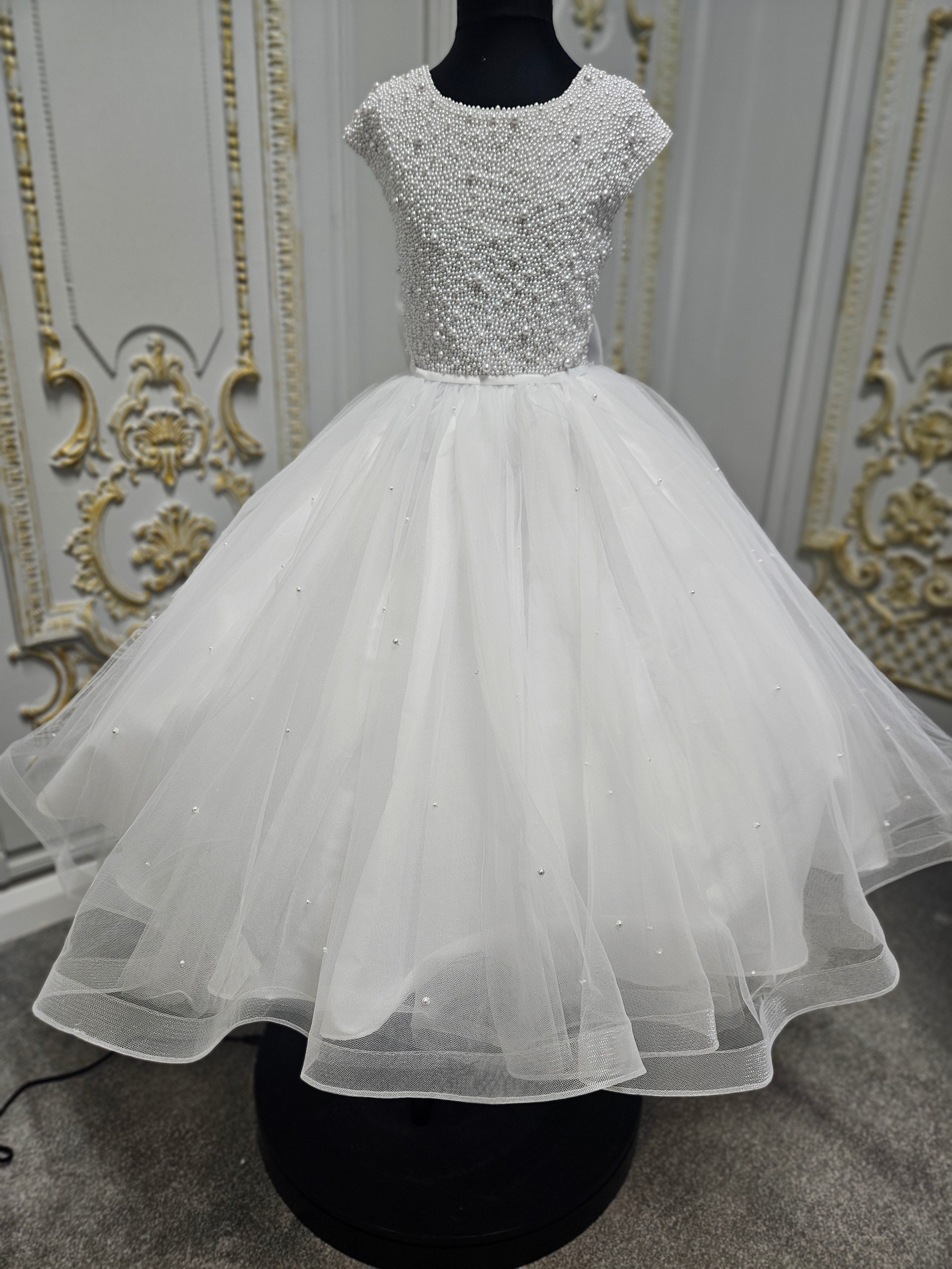 Rosa Bella By Sweetie Pie Girls White Communion Dress:- RB684