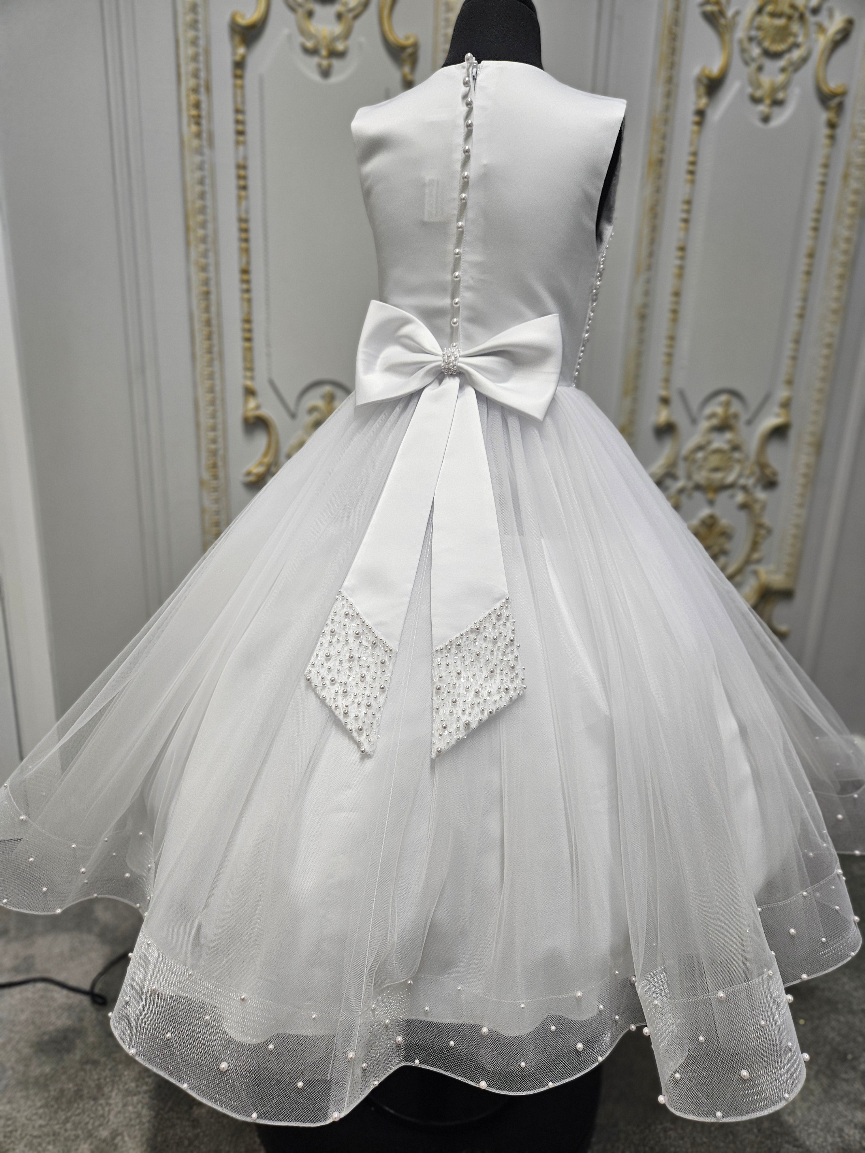 Rosa Bella By Sweetie Pie Girls White Communion Dress:- RB687