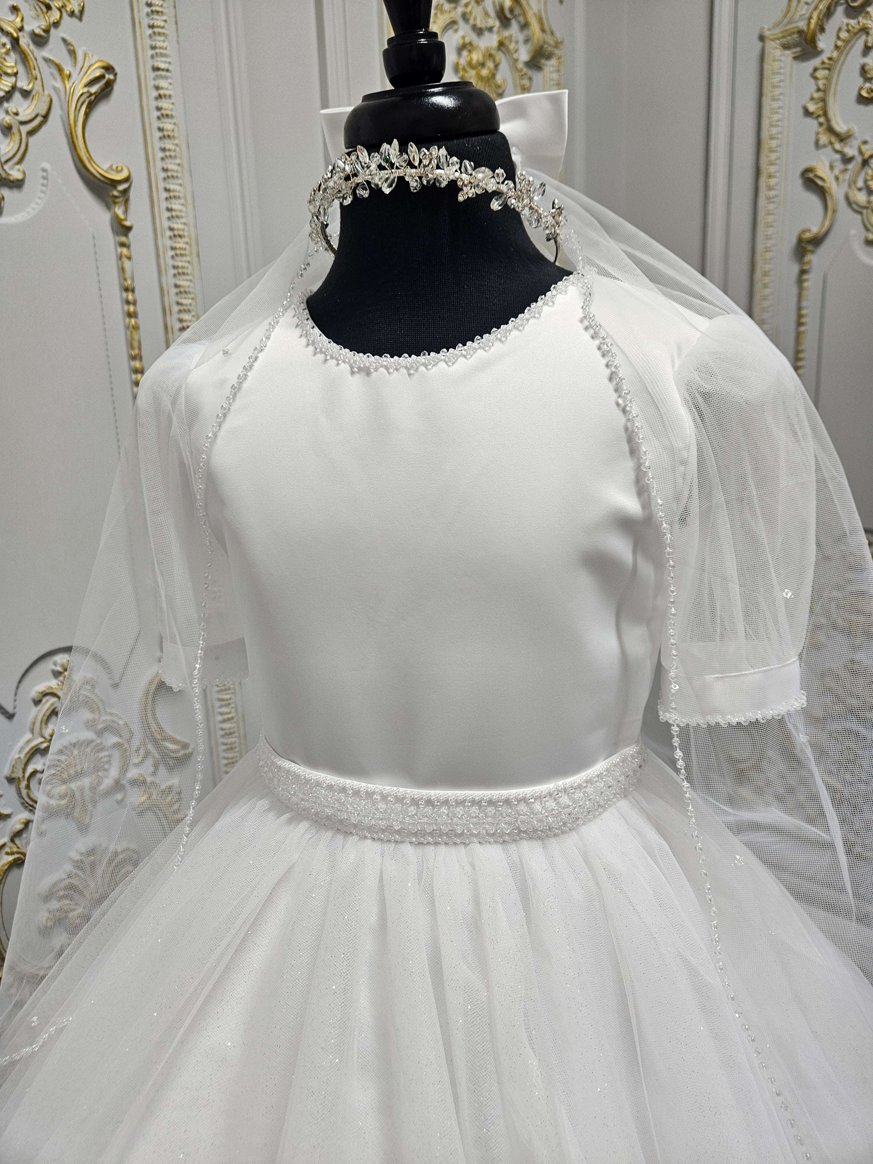 KINDLE EXCLUSIVE Girls White Communion Dress:- PJ106