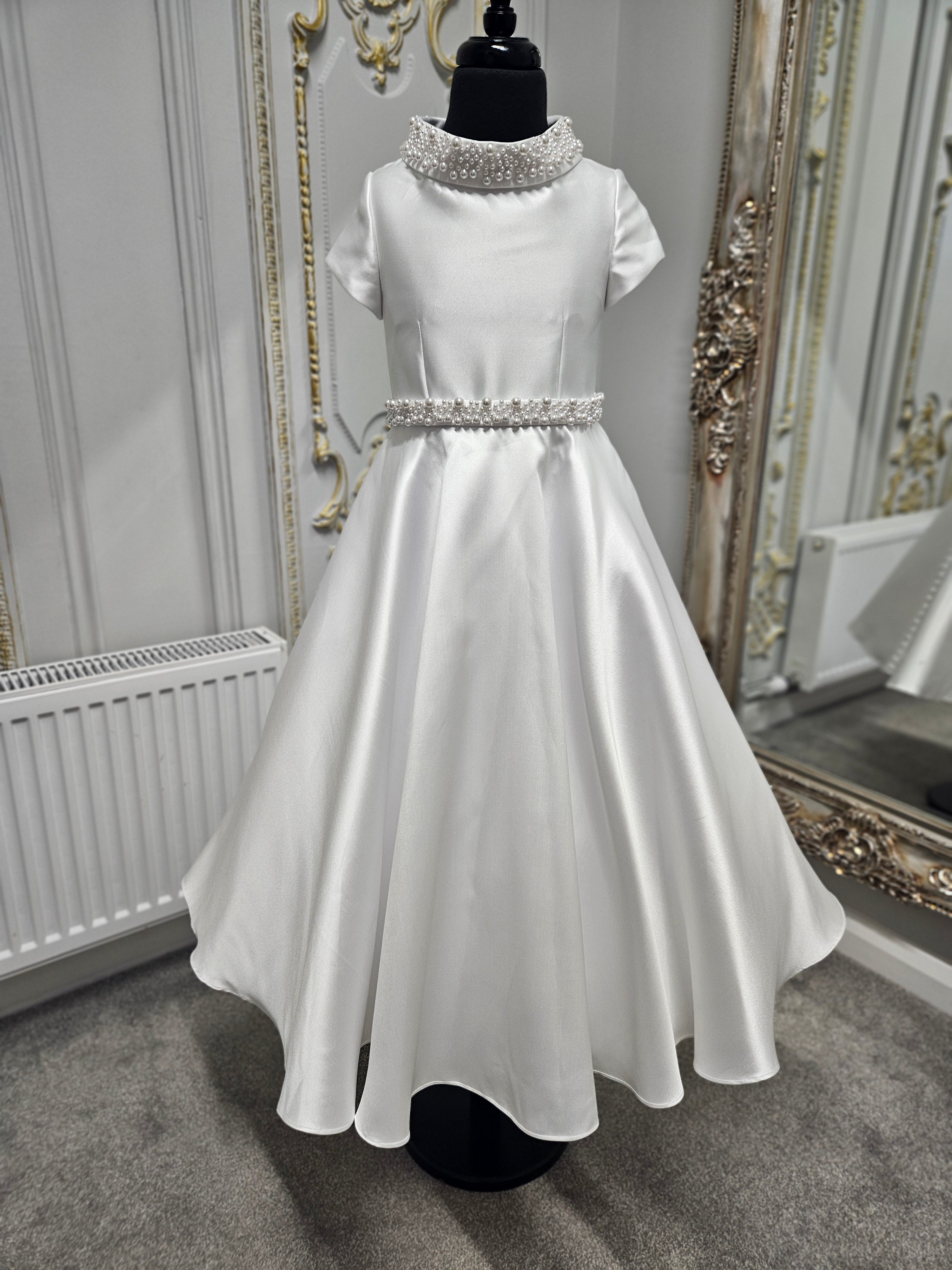 SALE COMMUNION DRESS KOKO Girls White Communion Dress:- KO25834 Age 6 & 7