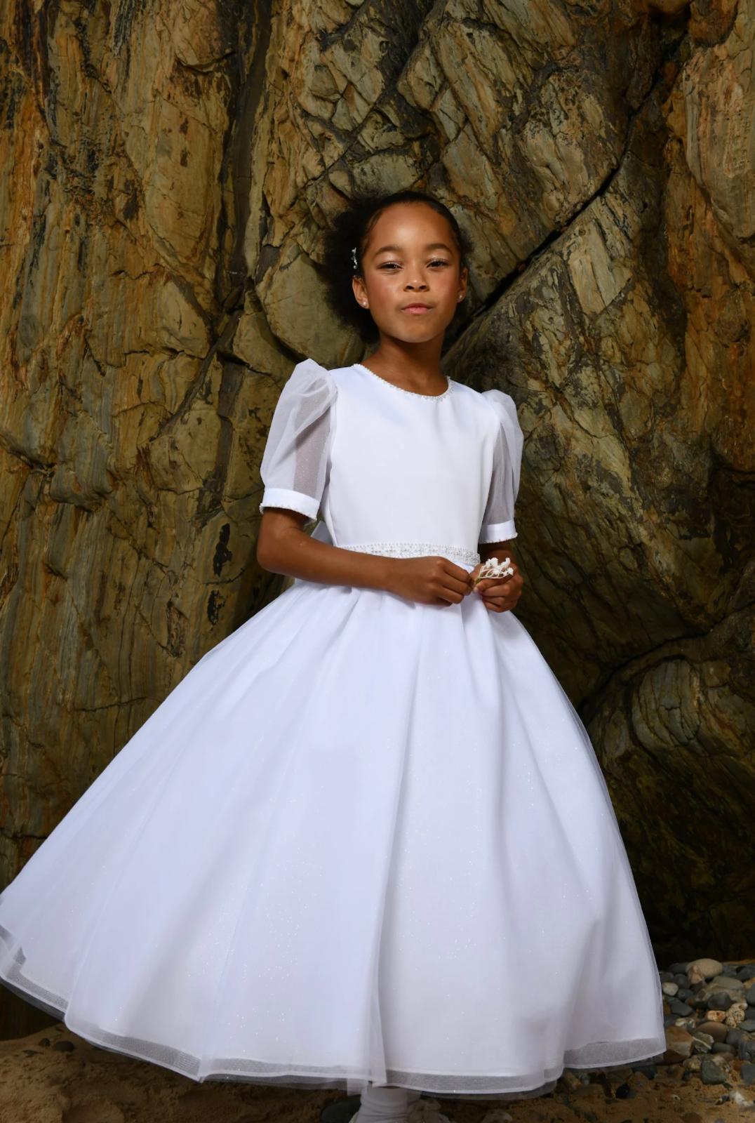 Paula's Communion Girls White Communion Dress:- PJ94